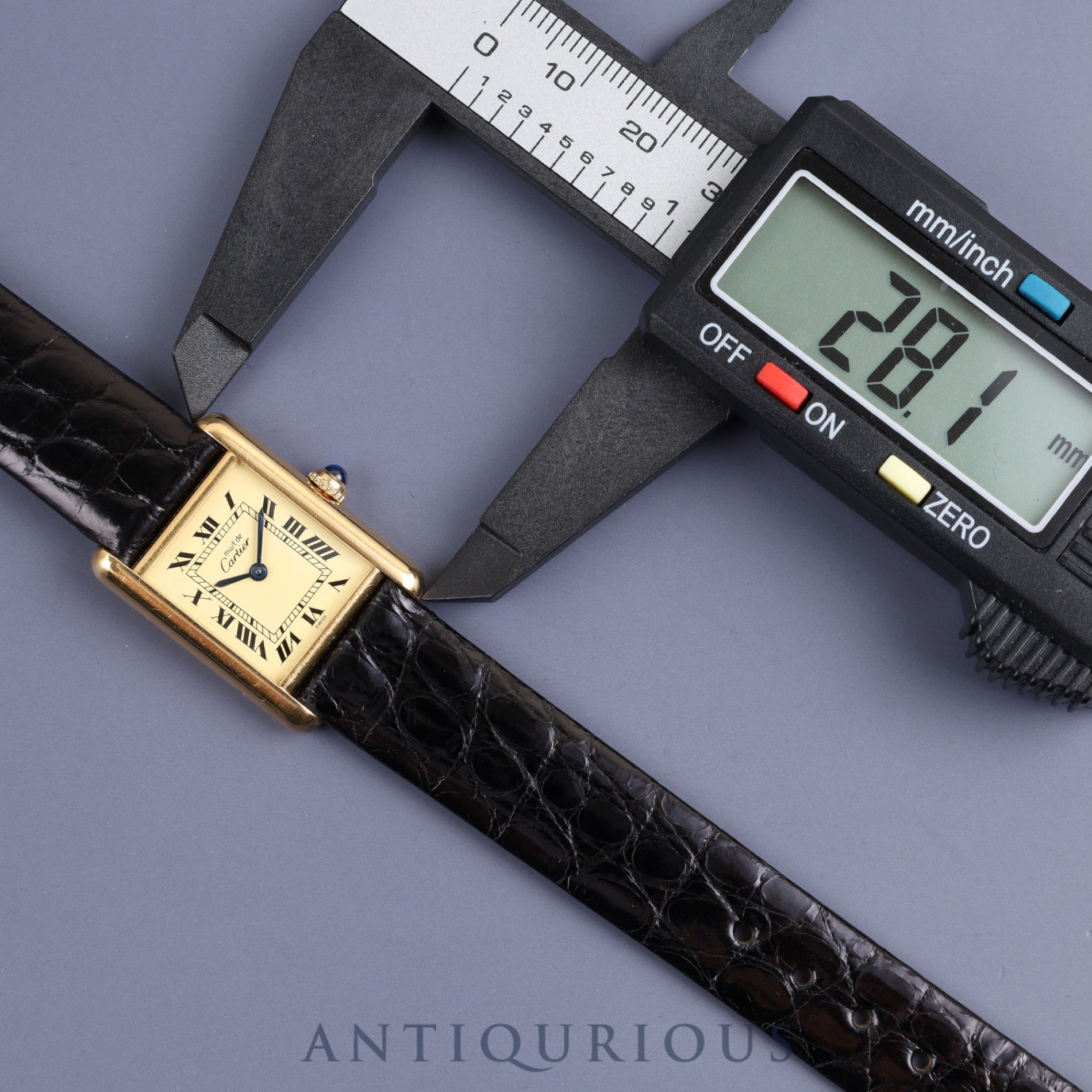 カルティエ マストタンク SM W1003153 / 1613 クォーツ Cal.057 SV925 革 純正尾錠(GP) ローマンアイボリー文字盤 1980年代半ば~1994年頃 オーバーホール済み