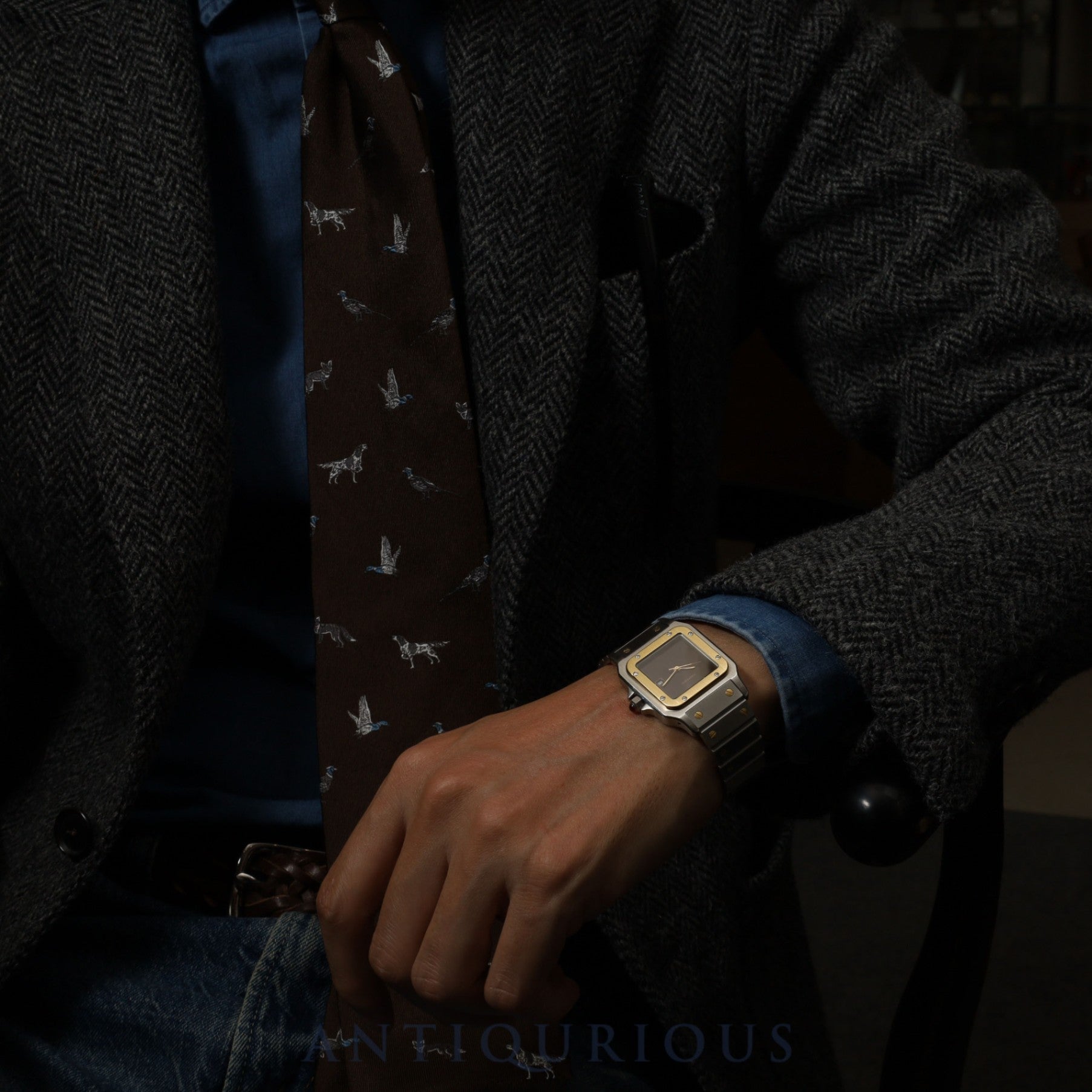 Cartier Santos Galbee LM 2961 Automatic, Stainless Steel/Yellow Gold, Garnet Dial, Bordeaux Dial, Completely Serviced (Full Maintenance) at a Cartier Boutique