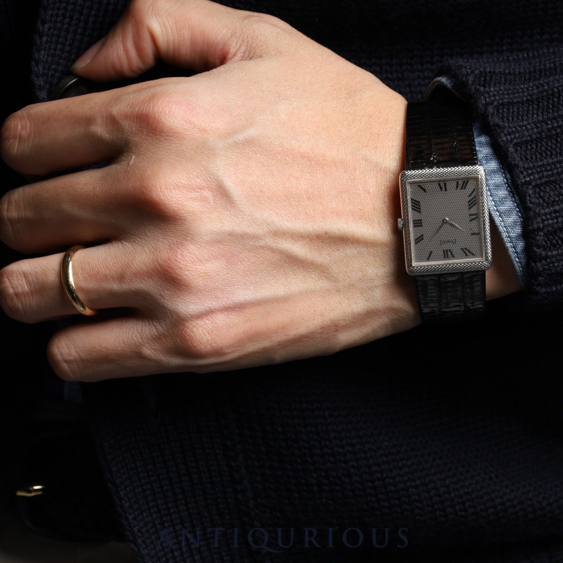 ピアジェ レクタンギュラーケース 9152 手巻き Cal.9P2 WG 革 グレー文字盤