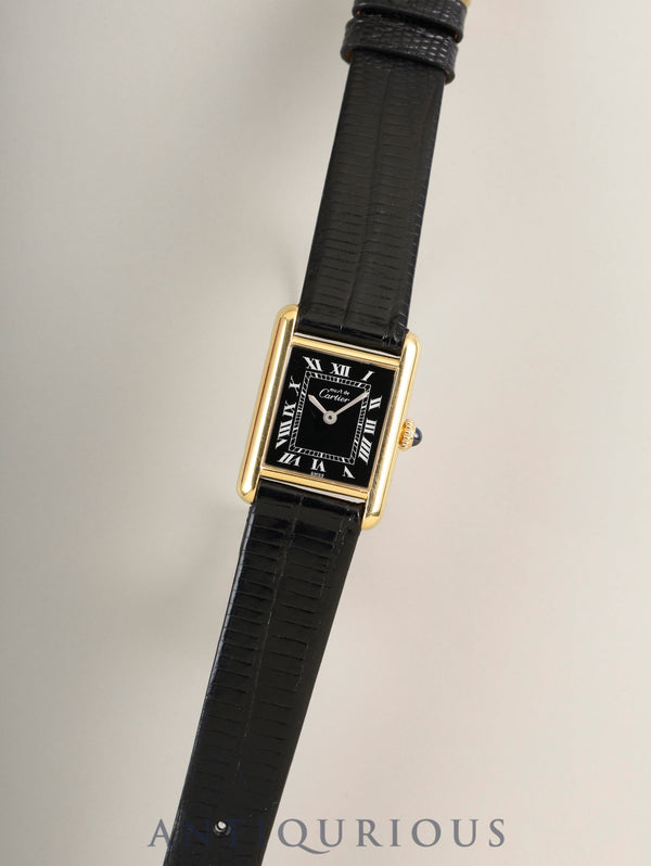 カルティエ マストタンク SM 手巻き SV925 Cal.2512-1 革 純正尾錠(GP) ブラックローマン文字盤(SWISS表記)箱 純正革ベルト オーバーホール済み 新品仕上げ済み