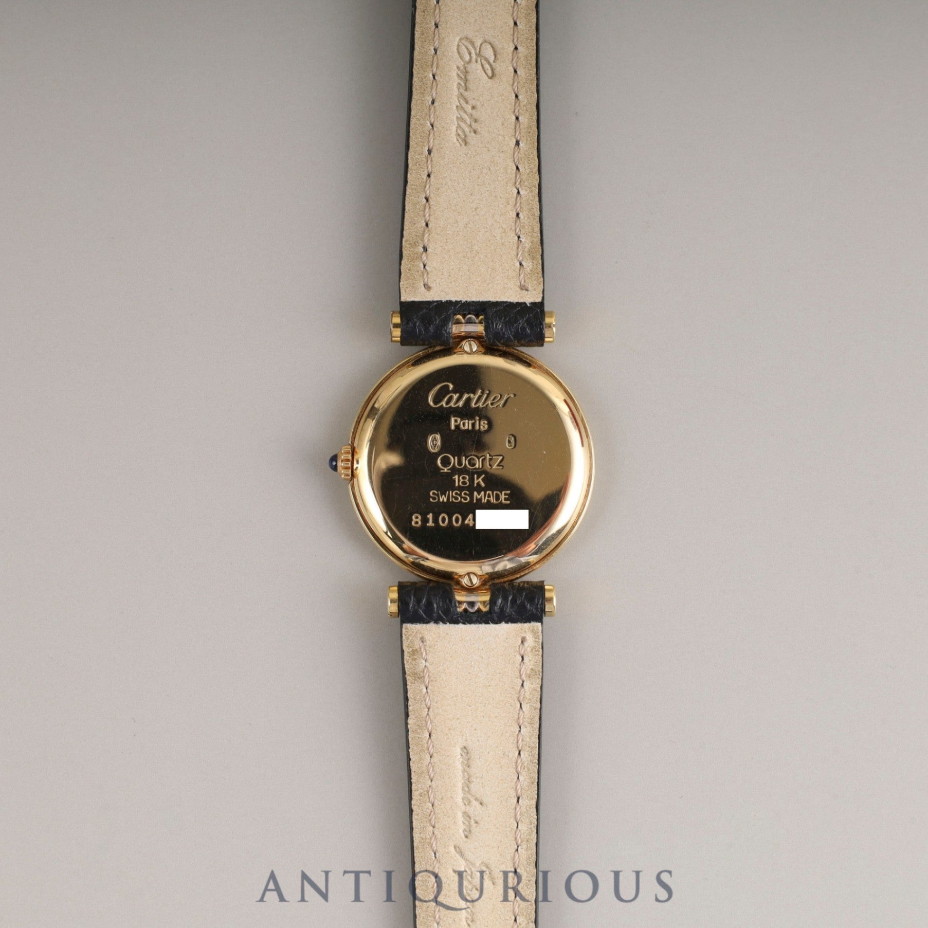 カルティエ ヴァンドーム VLC SM トリニティ 81004 クォーツ Cal.81 750 革 純正尾錠(GP) ホワイトローマン文字盤 箱 オーバーホール済み