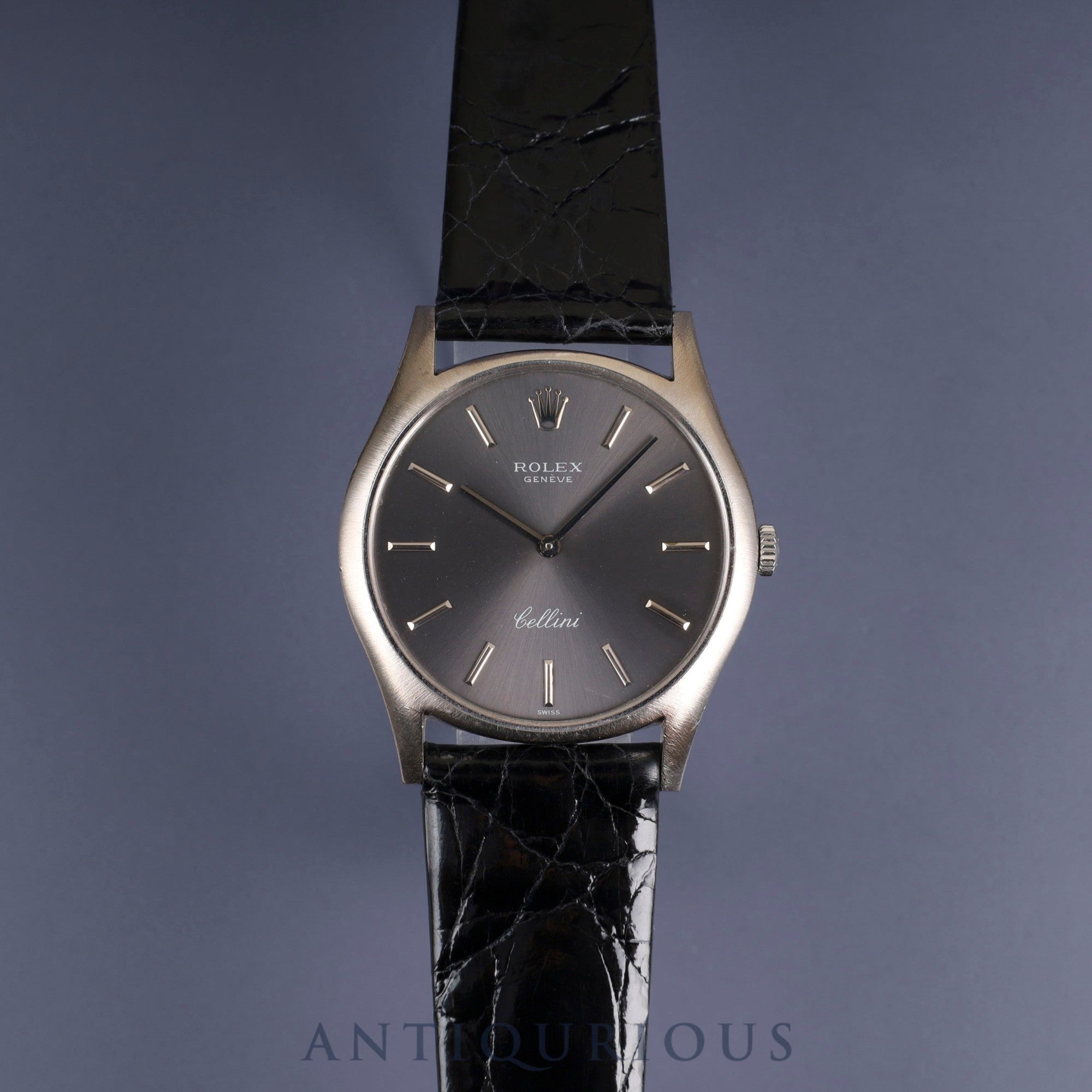 Rolex Cellini 3804 Manual winding Cal.1600 750 Leather Genuine buckle (SS) Grey dial 30 series (1970) Genuine replacement belt Overhauled