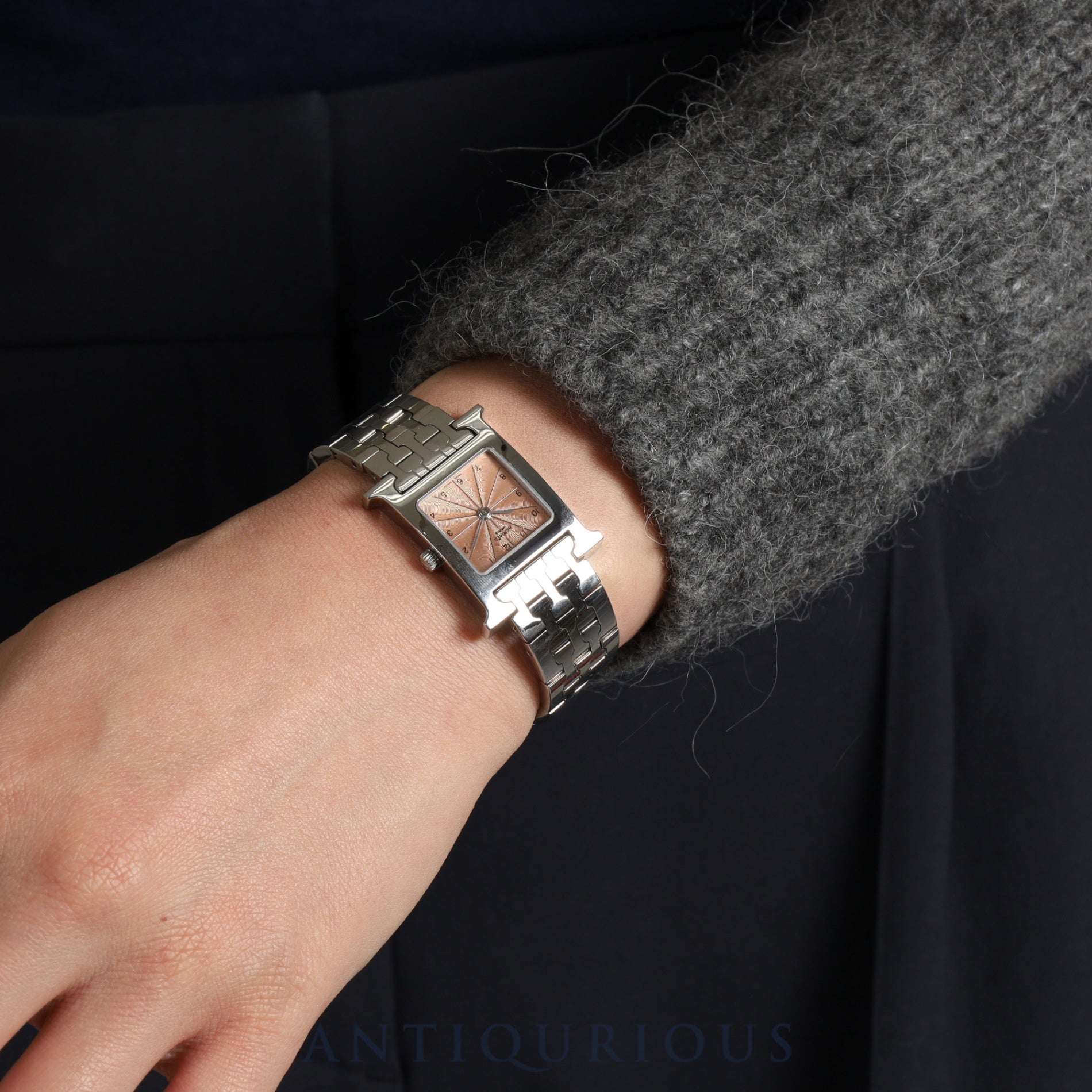 Hermes H Watch HH1.210 Quartz Cal.901.001 SS Orange Dial Box Overhauled