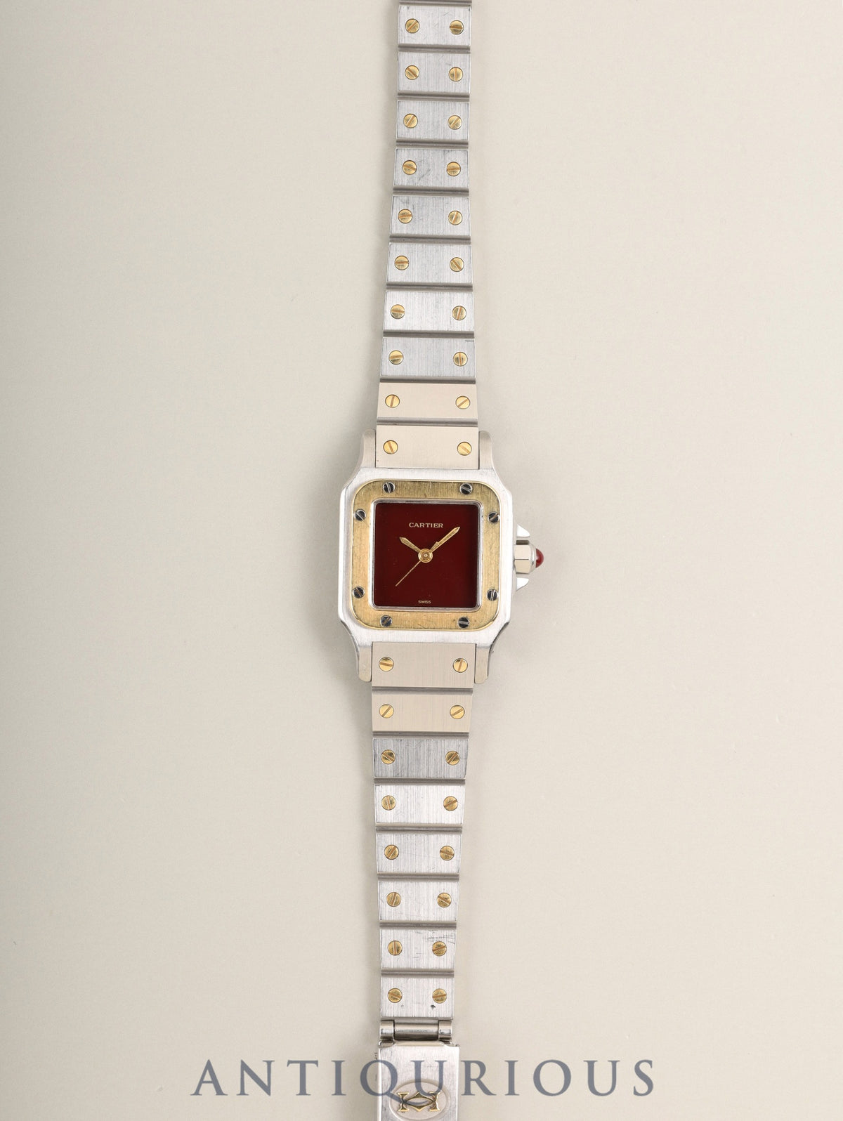 Cartier Santos Carrée SM 0902 Automatic Cal. ETA2670 SS/YG SS/YG Garnet Dial Bordeaux Dial (SWISS marking) Overhauled