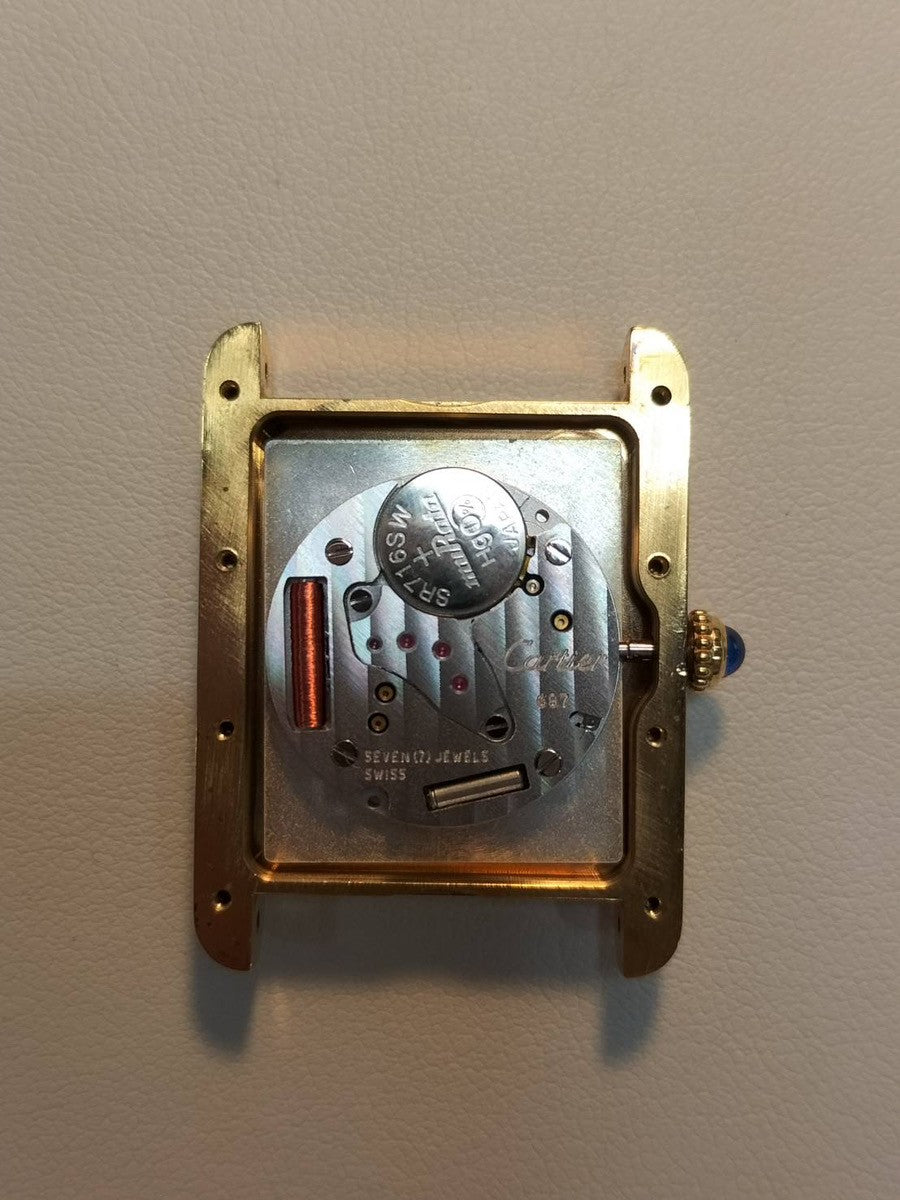 カルティエ マストタンク GM(XL) W1017454 / 2413 クォーツ Cal.687 SV925 革 純正尾錠(GP)アイボリーローマン文字盤 箱 冊子 仮保証書 (2002年) オーバーホール済み