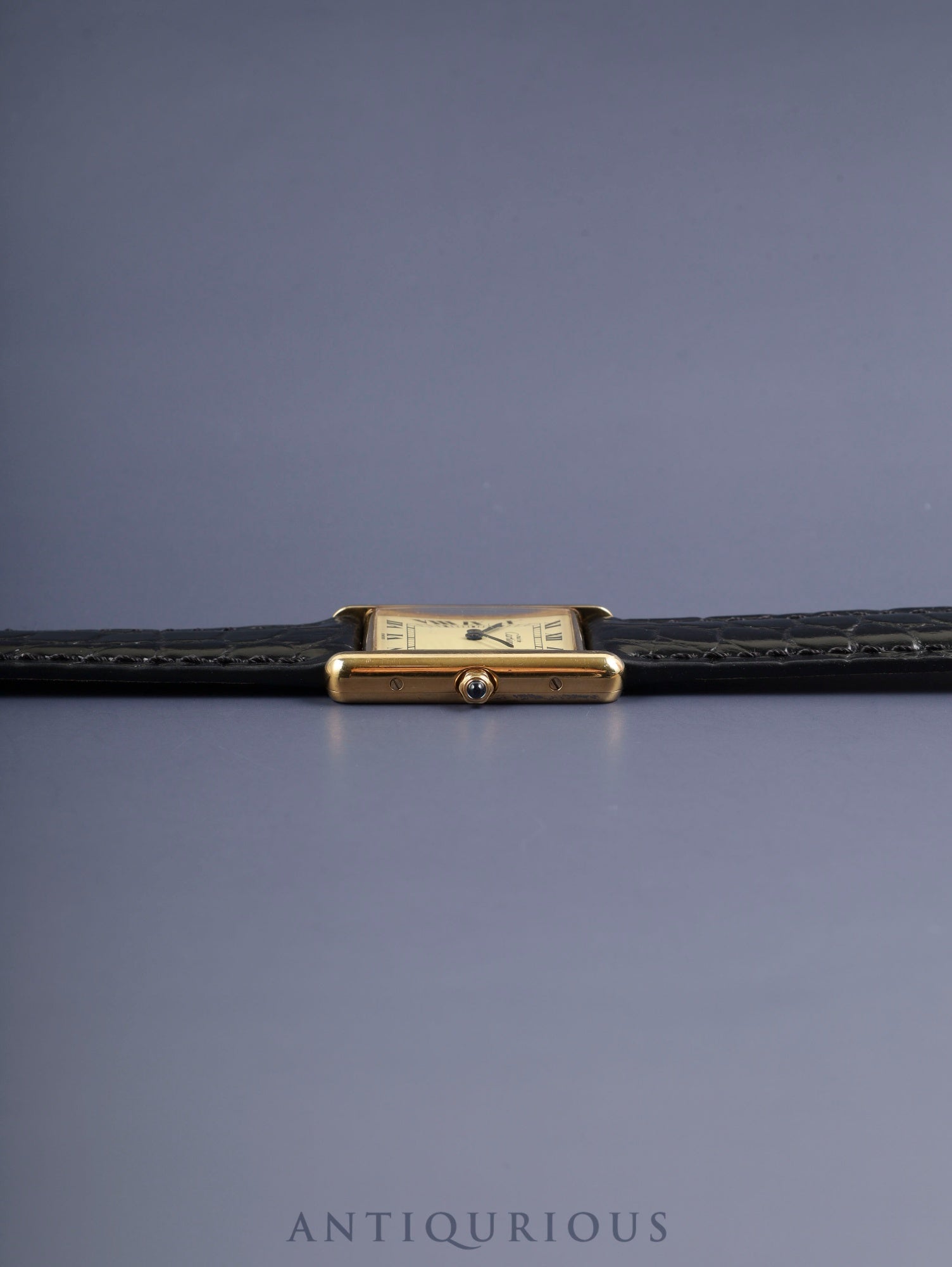 カルティエ マストタンク LM 6 81006 クォーツ Cal.81 SV925 革 純正尾錠(GP) アイボリーローマン文字盤 箱 オーバーホール済み