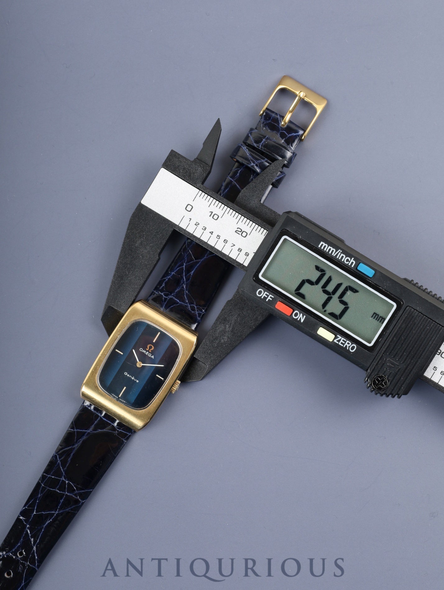 オメガ ジュネーブ 5110469 手巻き Cal.625 SS 革 社外尾錠(GP)ブルー文字盤(ガラス小傷)オーバーホール済み