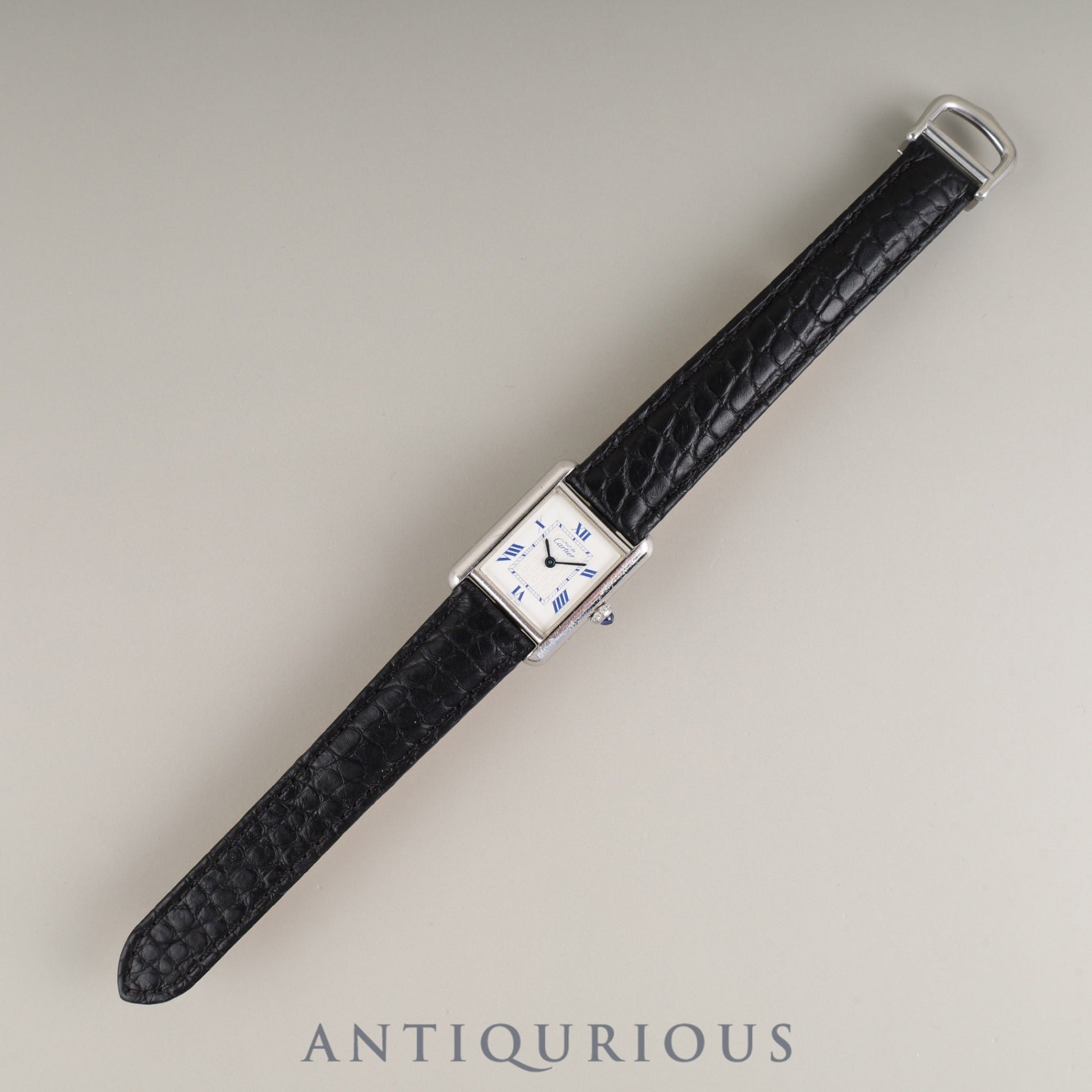 Cartier Must Tank MM W1014054 / 2416 Quartz Caliber 057 SV925 Leather Strap with Genuine D-Clasp (Stainless Steel) White Roman Dial (SWISS MADE) Overhauled