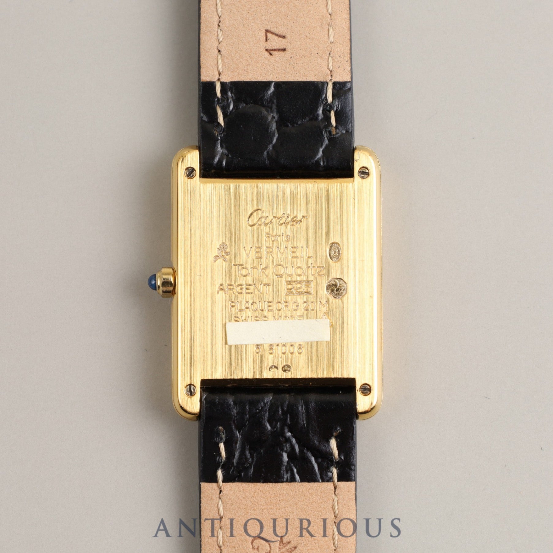 Cartier Must Tank LM QZ 6 81006 Cal.81 925 Leather Genuine Buckle (GP) Grey Roman Dial Overhauled