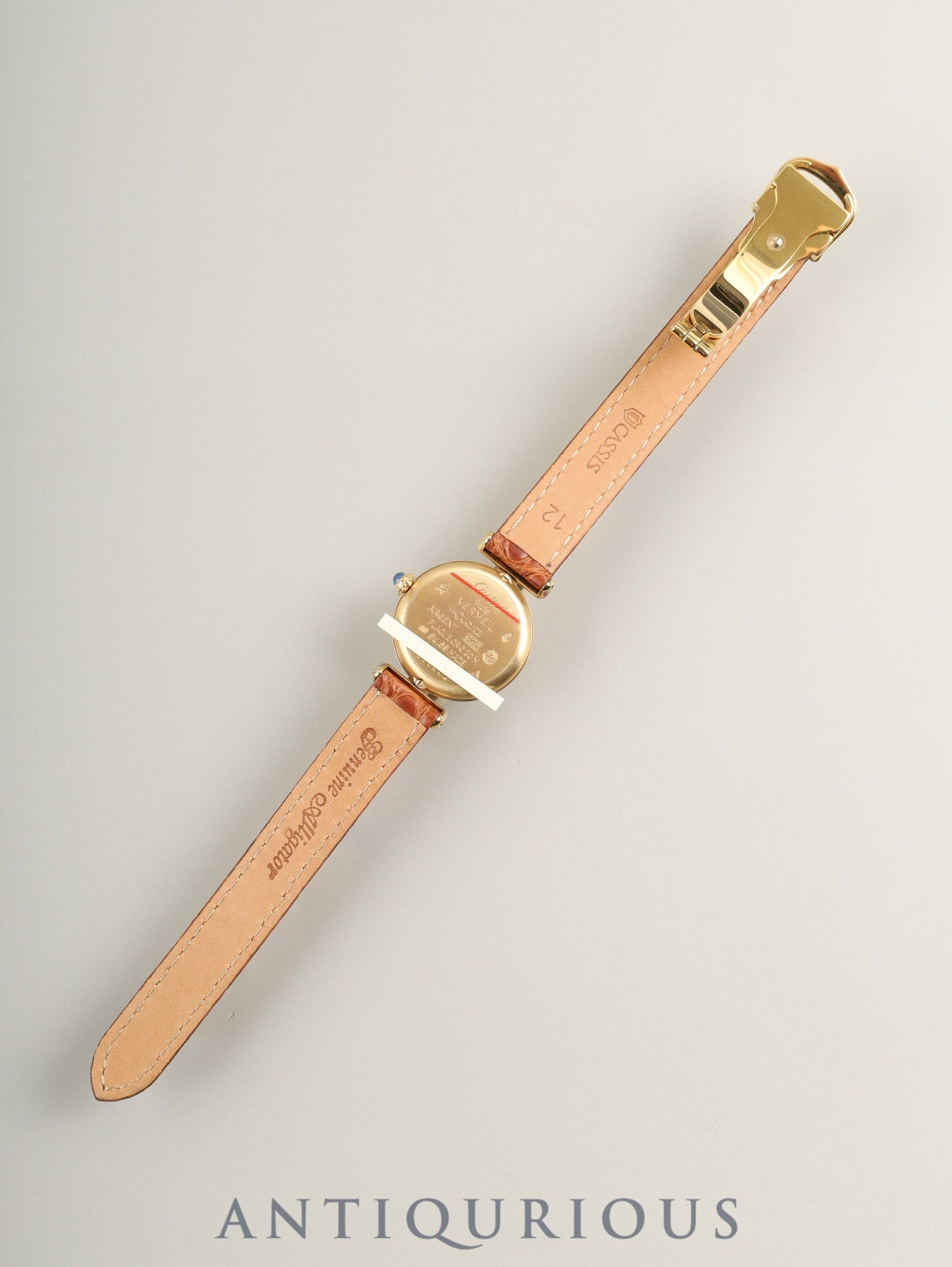 カルティエ マストコリゼ W1006654 / 590002 クォーツ Cal.90 SV925 革 純正Dバックル(GP) センターグレー飛びローマン文字盤 冊子 保証書(1991年)オーバーホール済み