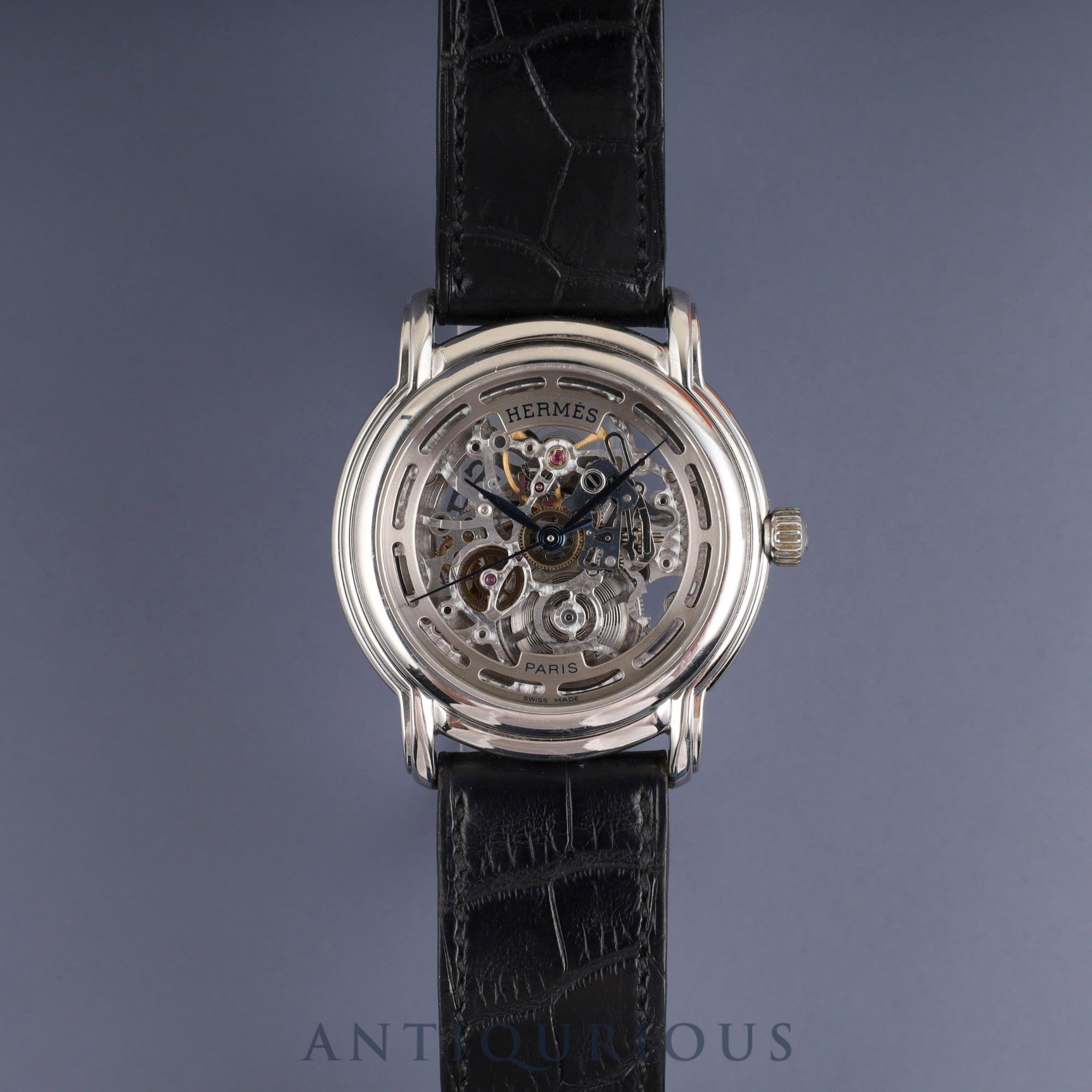 Hermès Sesame SM1.710 Automatic Caliber - Stainless Steel Genuine Leather Strap Genuine Buckle (SS) Skeleton Dial Warranty (2001) Box Booklet Overhauled