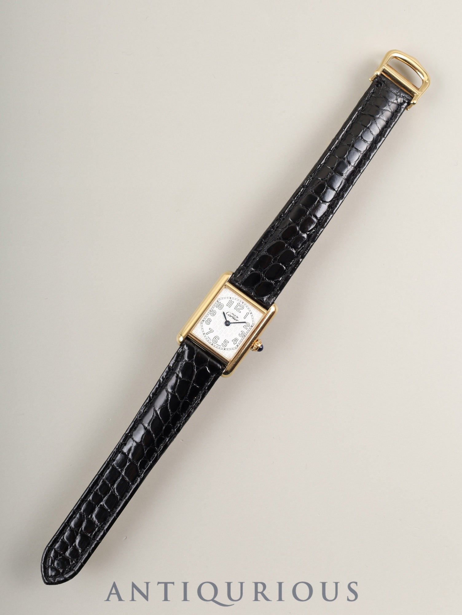 カルティエ マストタンク MM 2415 クォーツ Cal.057 SV925 革 純正Dバックル テレフォンダイヤル文字盤 1990年頃~2004年頃 箱 オーバーホール済み