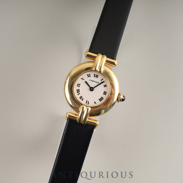 Cartier Corise 881095 Quartz Caliber 81 18K Leather Strap with Genuine GP Buckle Ivory Roman Dial Overhauled
