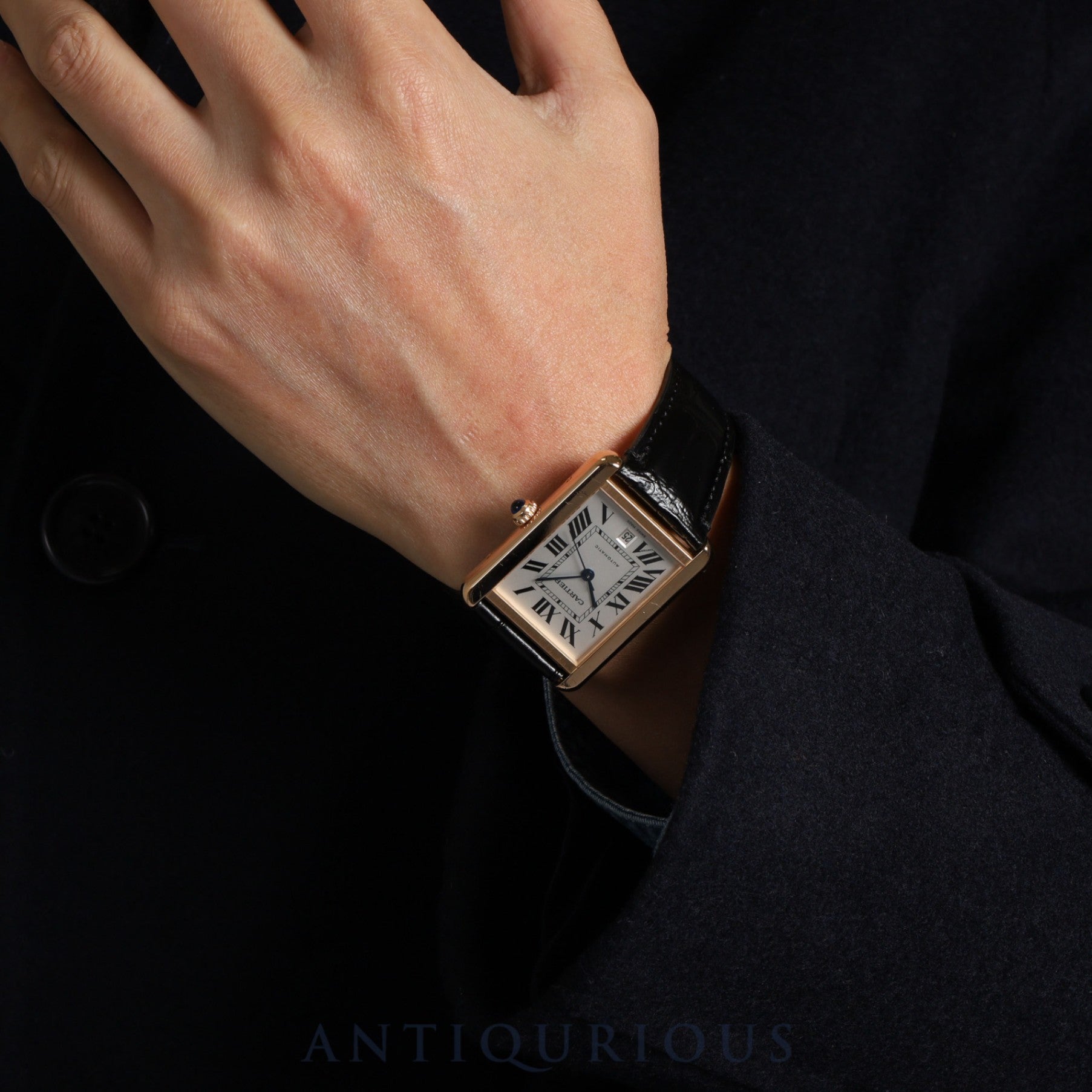 カルティエ タンクソロ XL W5200026 / 3514 自動巻き Cal.049 YG×SS 革 社外尾錠(GP)ホワイトローマン文字盤 箱 保証書(2013年)オーバーホール済み カルティエブティックにてコンプリートサービス済み