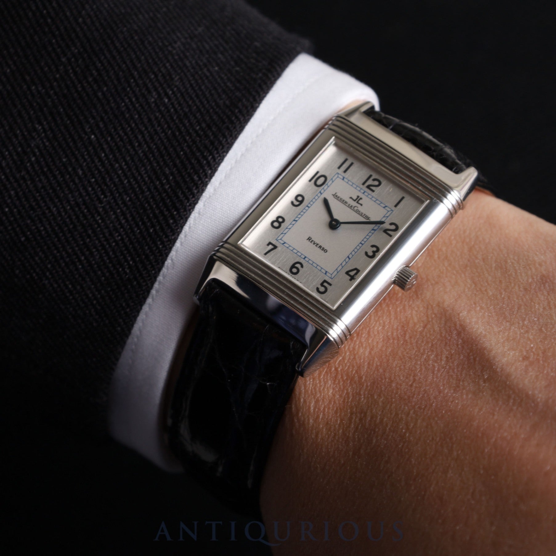 ジャガー・ルクルト レベルソ クラシック 250.8.86 手巻き Cal.846/1 SS 革 純正尾錠(SS)シルバーアラビア文字盤 ケース 保証書(1996年) 冊子 オーバーホール済み ※ケース裏彫りあり