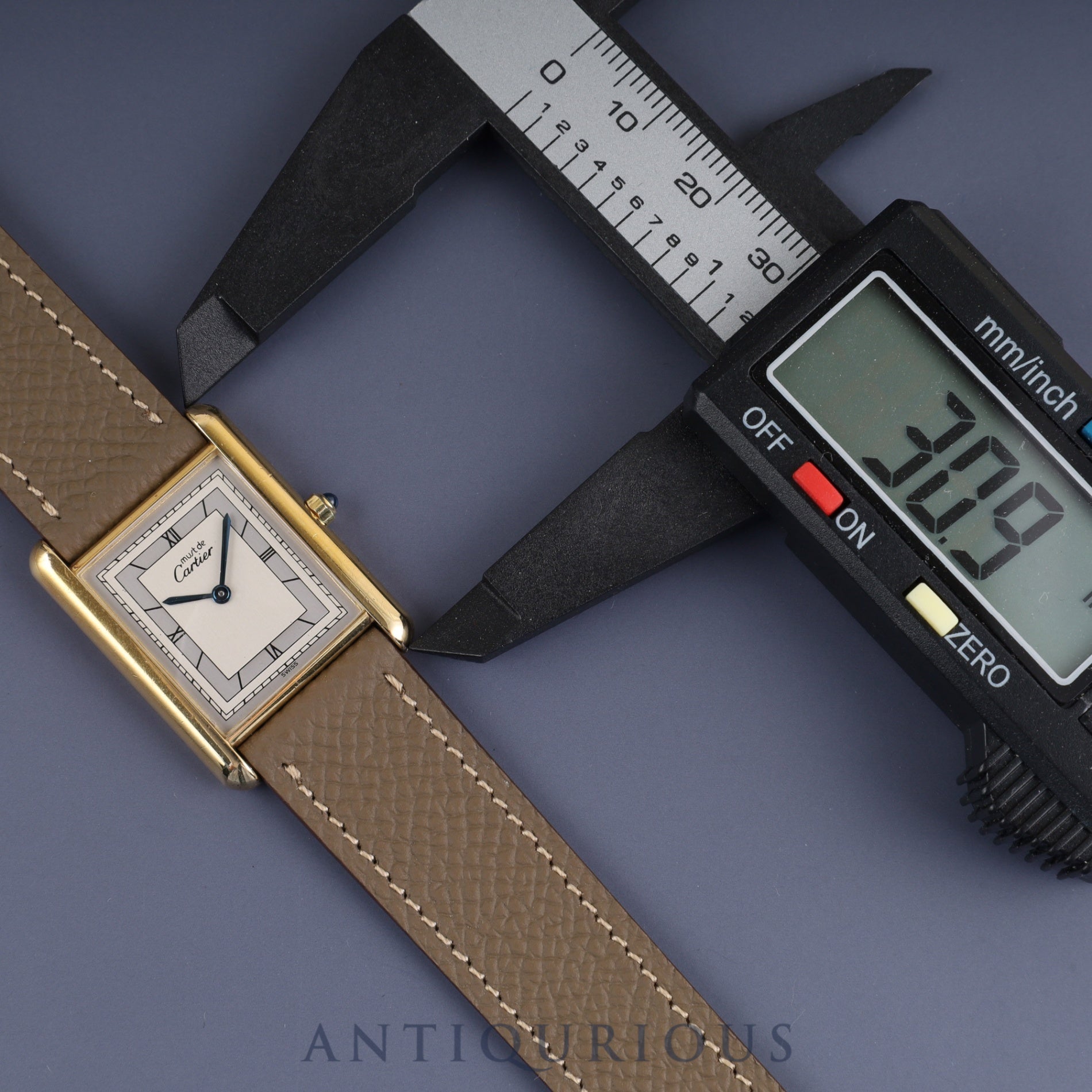 Cartier Must Tank LM 6 81006 Quartz Cal.81 SV925 Leather Genuine Buckle (GP) Silver Flying Roman Dial Overhauled