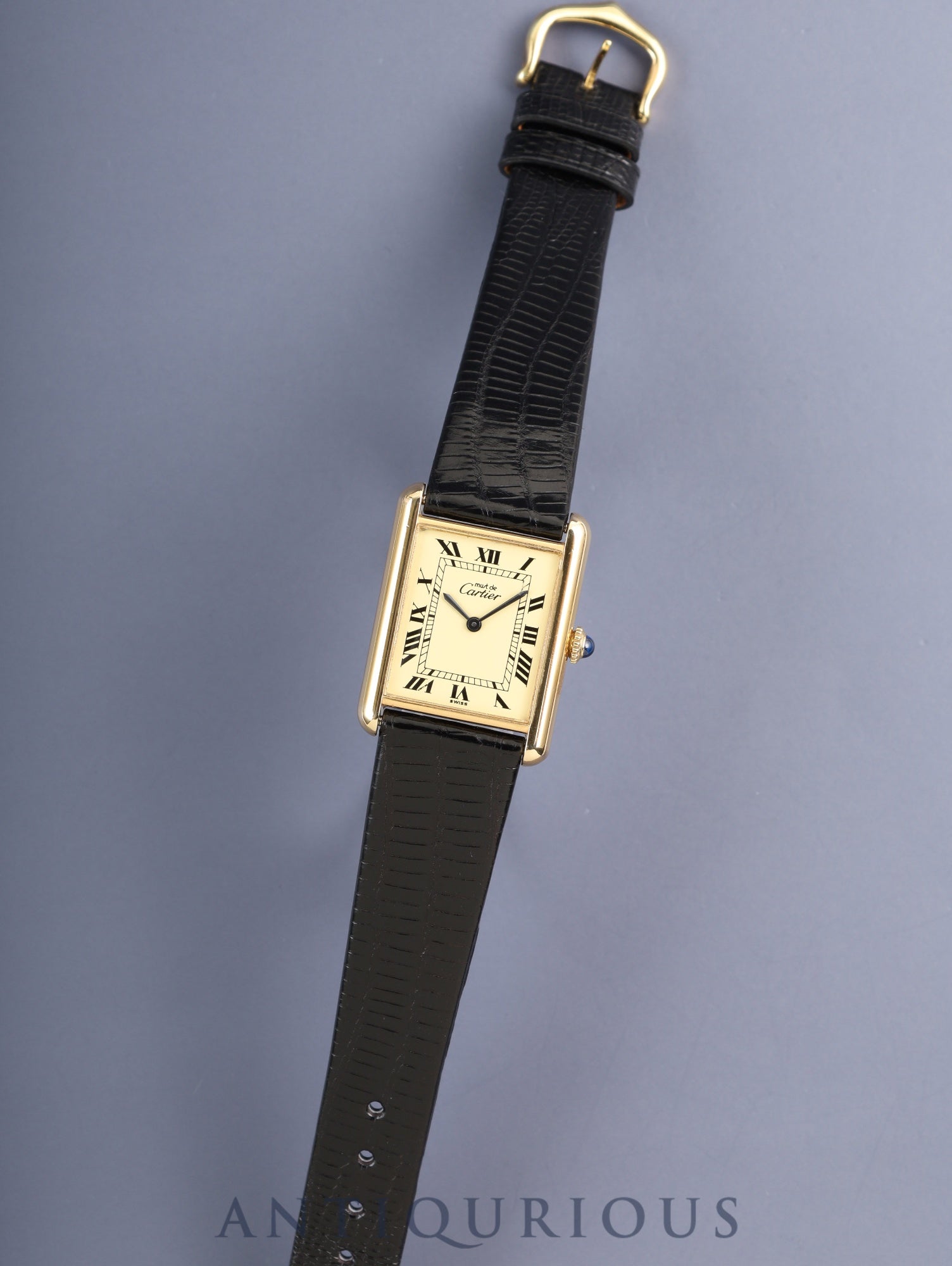 カルティエ マストタンク LM 手巻き Cal.78-1 SV925 革 純正ピンバックル(GP)アイボリーローマン文字盤(SWISS表記) オーバーホール済み