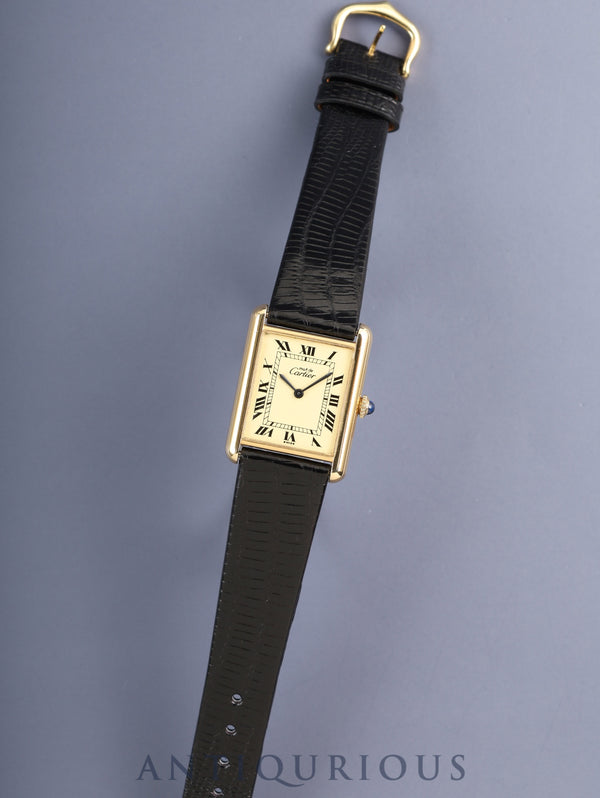 カルティエ マストタンク LM 手巻き Cal.78-1 SV925 革 純正ピンバックル(GP)アイボリーローマン文字盤(SWISS表記) オーバーホール済み