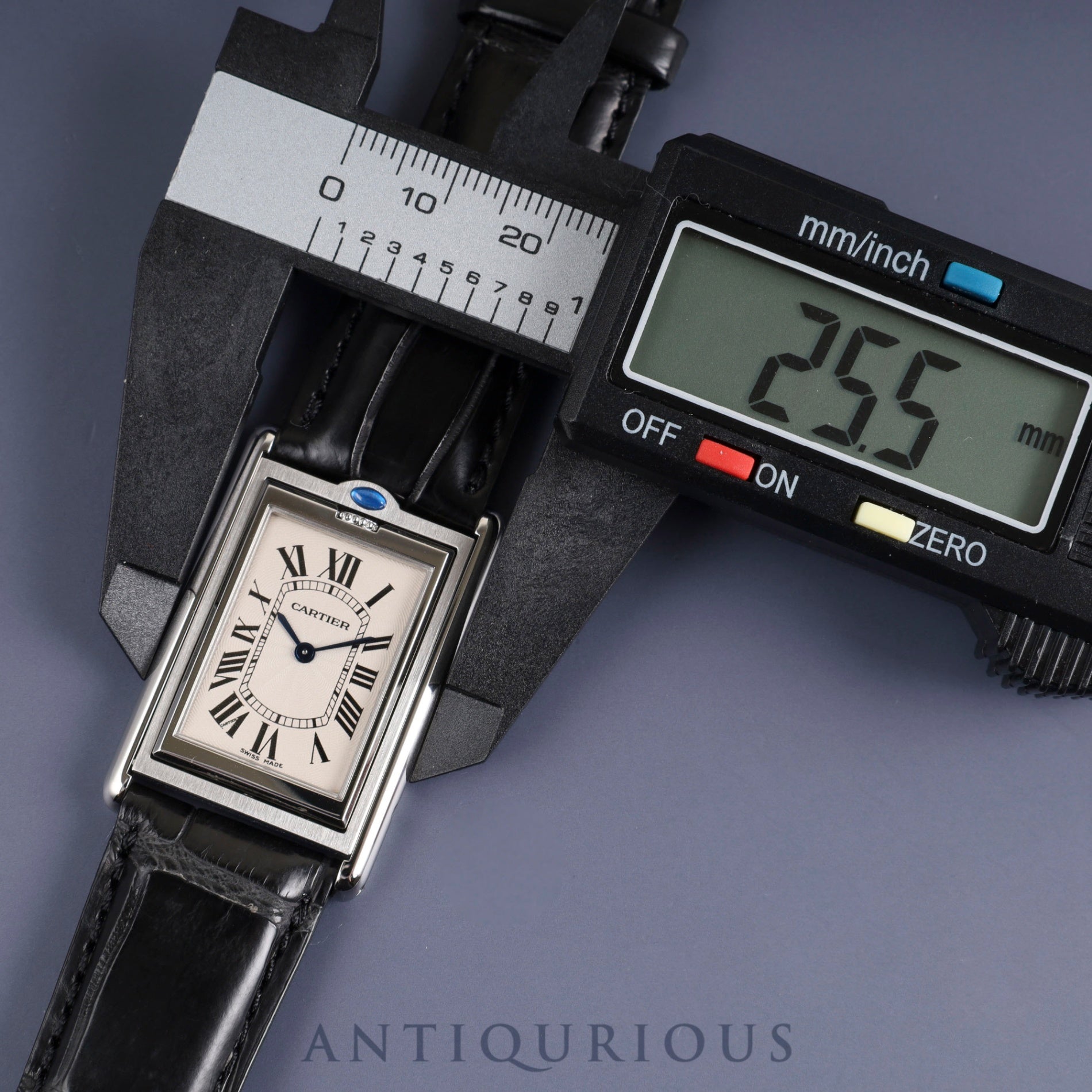 Cartier Tank Basculante LM W10X1358 / 2390 Manual winding SS Leather Genuine buckle (SS) Silver dial Box Complete service (full maintenance) completed at Cartier boutique