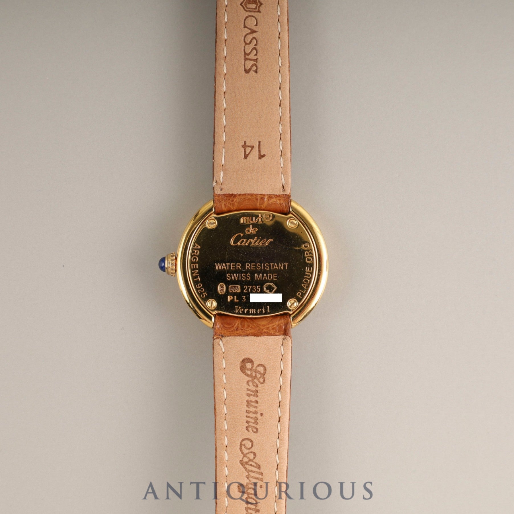 Cartier Must Trinity W1010644 / 2735 Quartz Cal.157 SV925 Leather Genuine D-buckle (GP) Silver Roman dial Overhauled