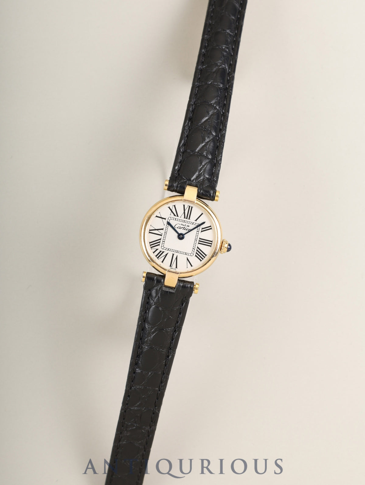 Cartier Must Vendôme VLC SM W1005354 / 590004 Quartz Caliber 90 SV925 Leather Watch with Genuine D-buckle (GP) Opalescent Dial Box, Booklet, Warranty Card (1995) Overhauled