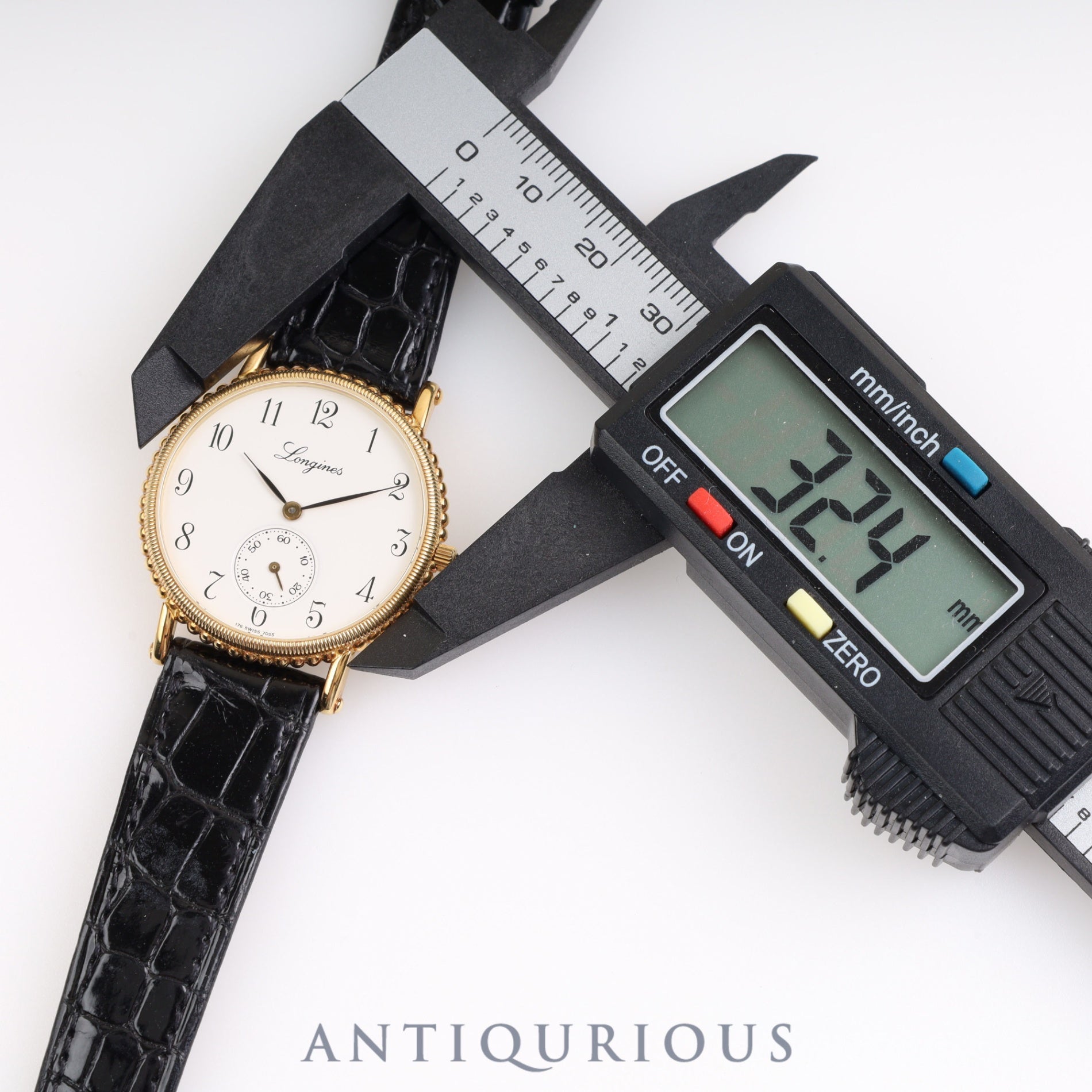 ロンジン ラウンドスモールセコンド クォーツ Cal.L176.2 750YG 純正尾錠 ホワイト文字盤