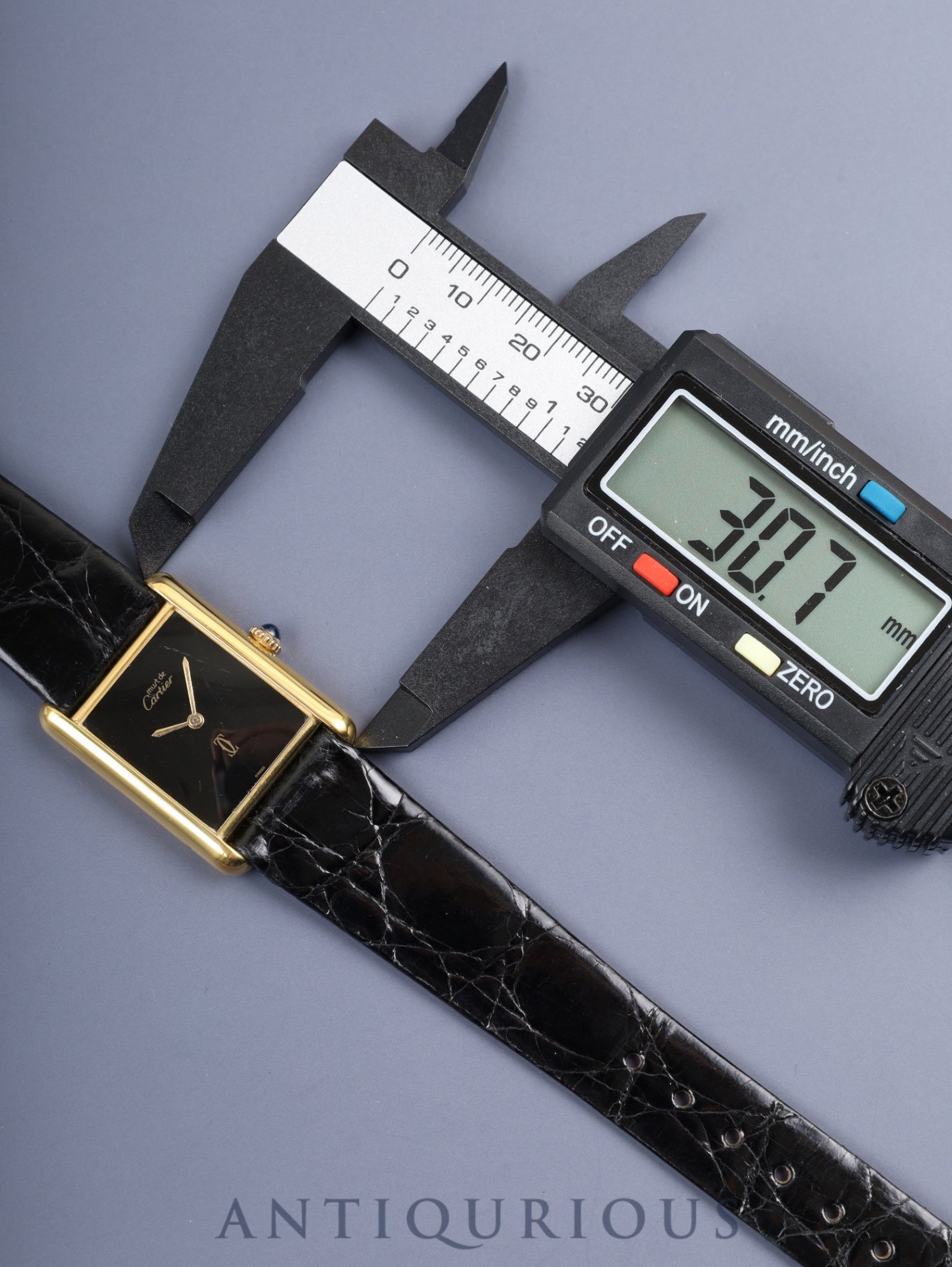 カルティエ マストタンク LM 手巻き SV925 革 純正尾錠(GP)オニキス文字盤(SWISS表記) オーバーホール済み 新品仕上げ済み