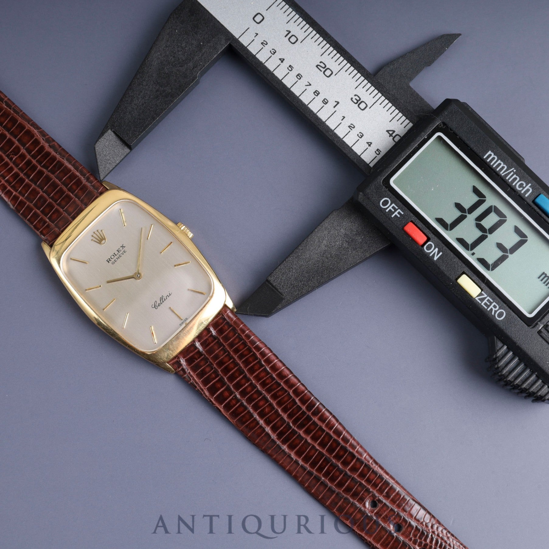 Rolex Cellini 4136 Manual winding Cal.1601 750 Leather Genuine buckle (GP) Silver dial No. 43 (1975) Overhauled