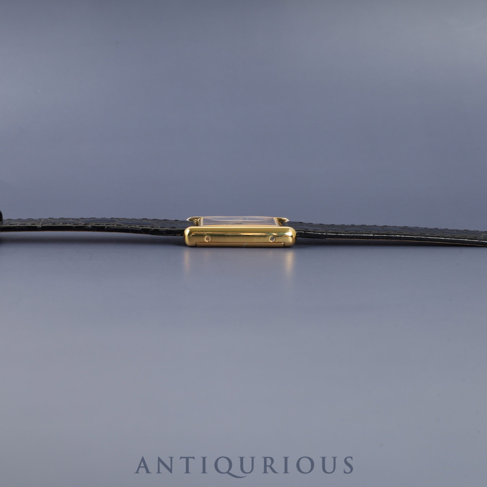 カルティエ マストタンク LM 手巻き Cal.78-1 SV925 革 純正尾錠(GP) オニキス文字盤 オーバーホール済み 新品仕上げ済み