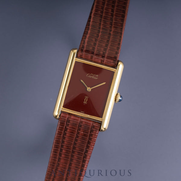 Cartier Must Tank LM Manual winding Cal.78-1 SV925 Leather Genuine buckle (GP) Garnet dial Bordeaux dial Overhauled