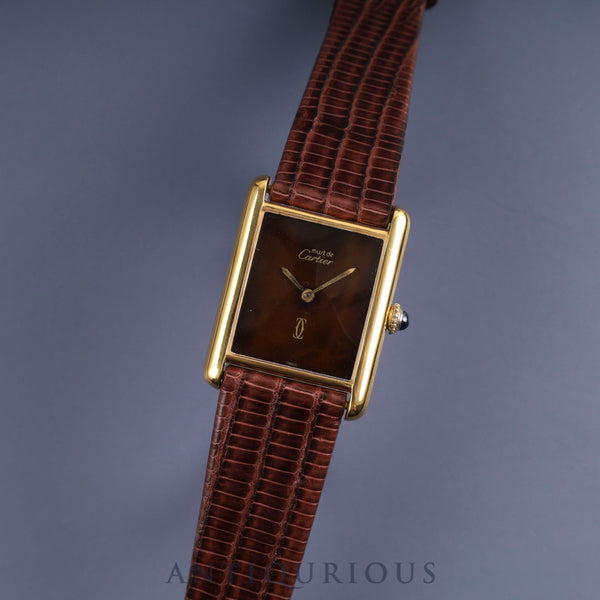 Cartier Must Tank LM Manual winding Cal.78-1 SV925 Leather Genuine buckle (GP) Mahogany dial Overhauled New finish