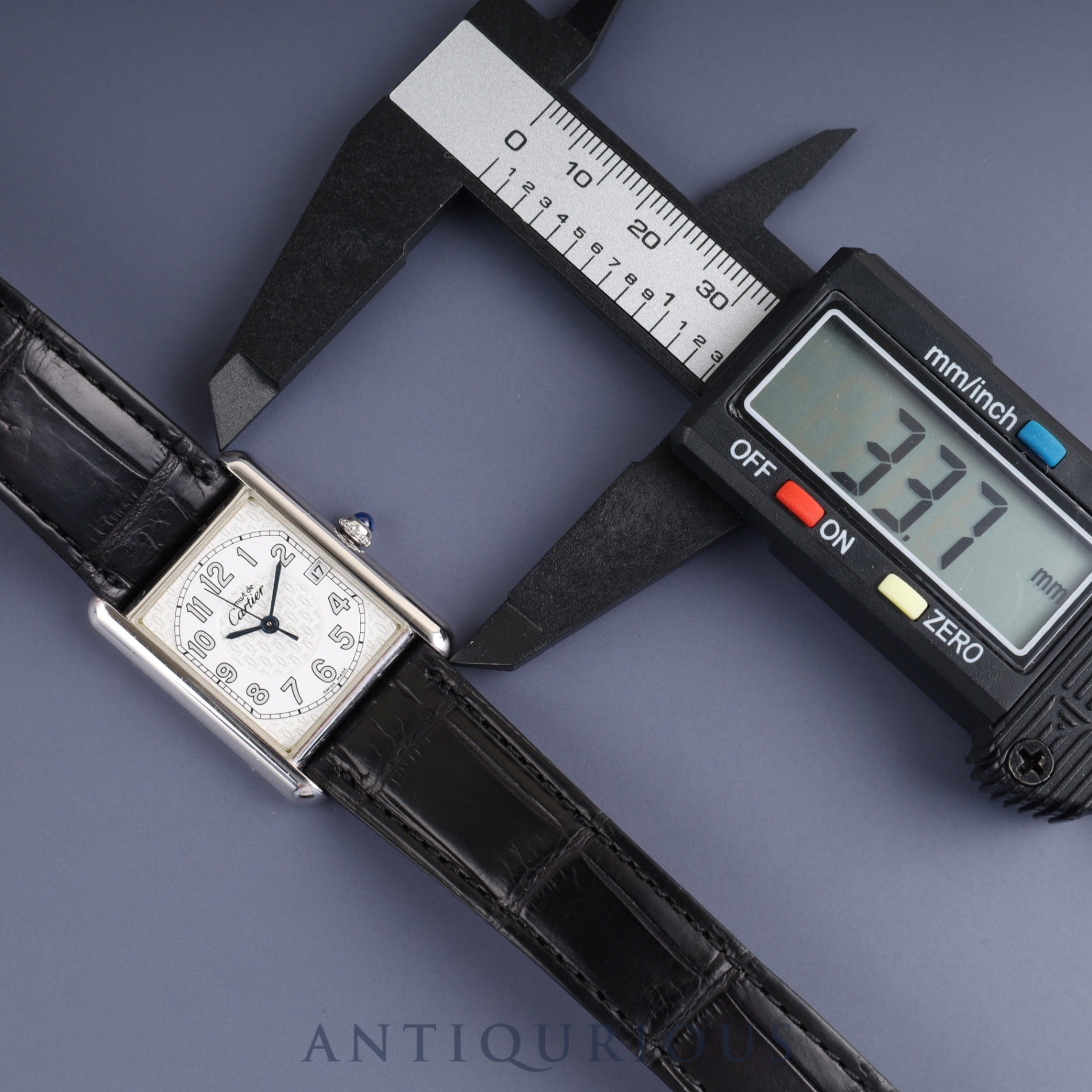 Cartier Must Tank GM (XL) 2414 Quartz Caliber 87 SV925 Leather Strap with Genuine D-Clock Buckle (Stainless Steel) Telephone Arabic Dial Overhauled