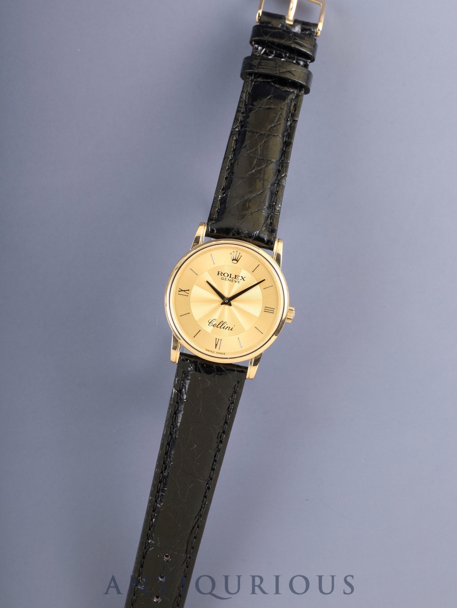 ロレックス チェリーニ 5116/8 手巻き Cal.1602 750YG 革 純正ピンバックル(750)シャンパンギョーシェ文字盤 32mm M番台(2007年~2008年)ケース カードホルダー 冊子 保証書(2008年/個人名修正跡) オーバーホール済み