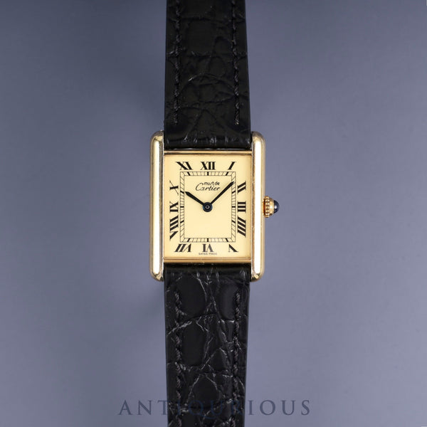 Cartier Must Tank LM W1002753 / 590005 Quartz SV925 Leather Genuine Buckle (GP) Ivory Roman Dial Complete service (full maintenance) completed at Cartier boutique