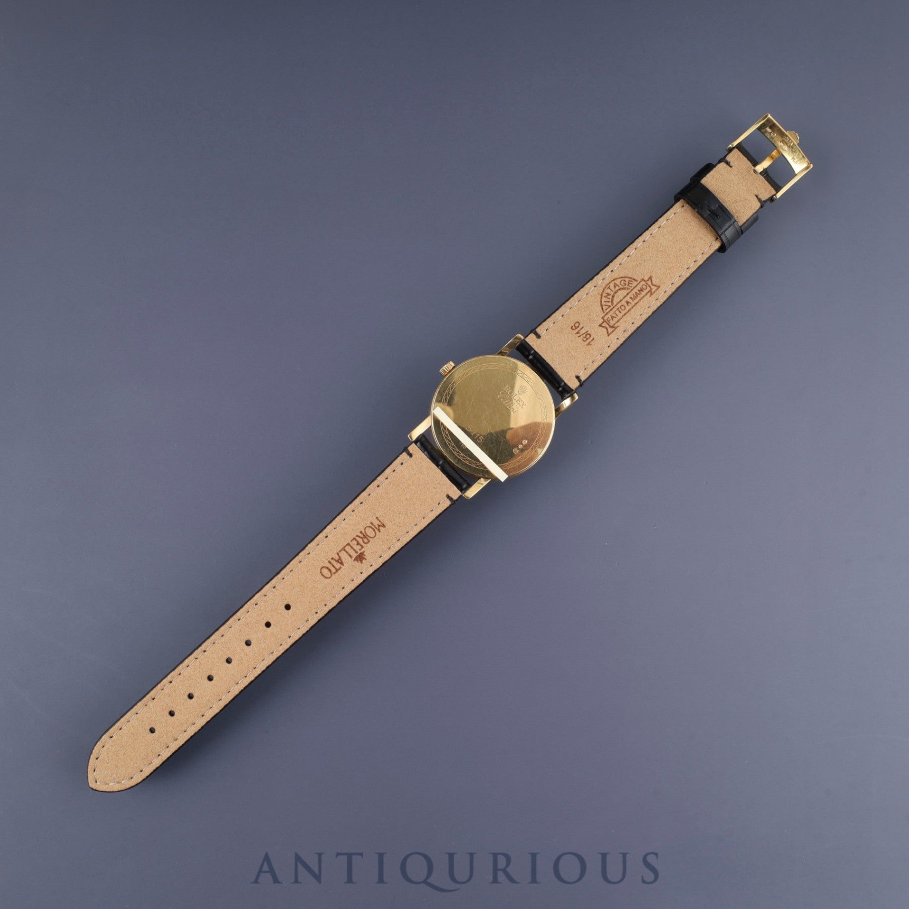 ロレックス チェリーニ 5115/8 手巻き Cal.1600 750YG 革 純正尾錠(750YG) ブラック文字盤 保証書(個人名記載、201?年) 国際サービス保証書(2015年) 修理明細(2015年)冊子 オーバーホール済み