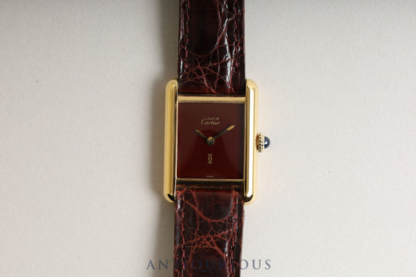 Cartier Must Tank SM Manual winding Bordeaux dial Genuine buckle Genuine belt