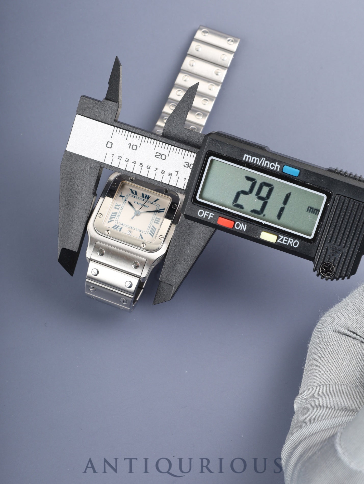 カルティエ サントス ガルベ LM W20018D6 / 1564 クォーツ Cal.687 SS SS ホワイトブルーローマン文字盤(SWISS MADE表記) オーバーホール済み