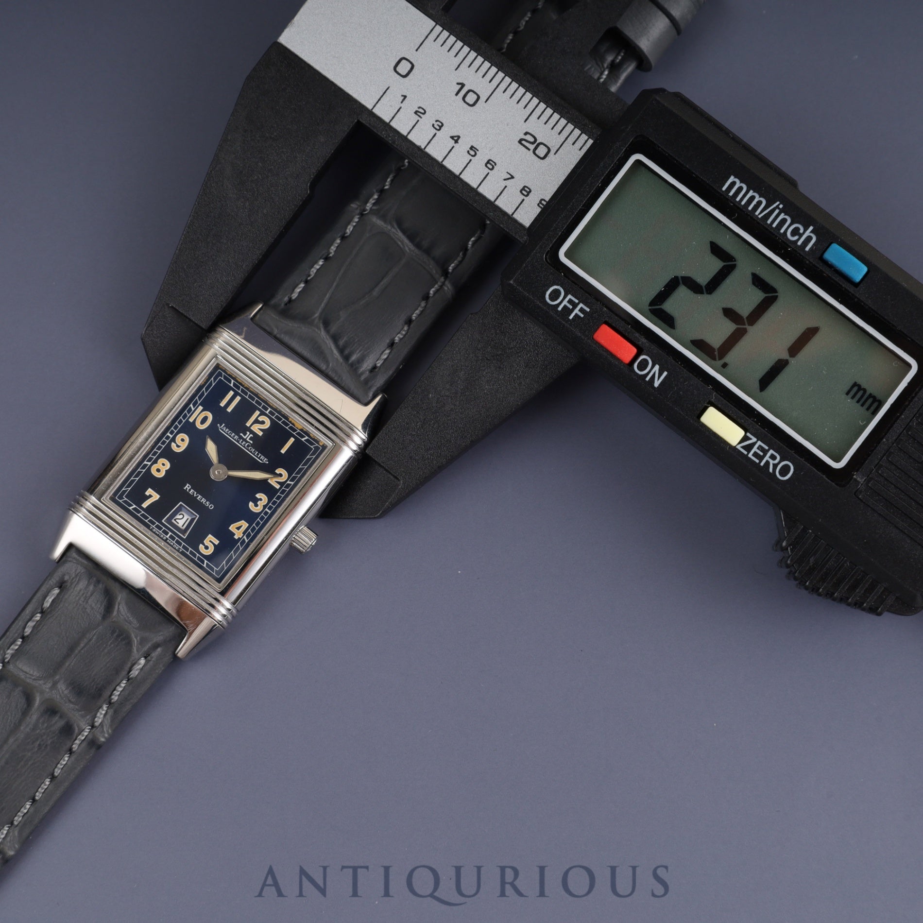 Jaeger-LeCoultre Reverso Classic QA251804 / 250.8.10 Quartz Cal.610 SS Leather Genuine Buckle (SS) Navy Arabic Dial Box Booklet Overhauled