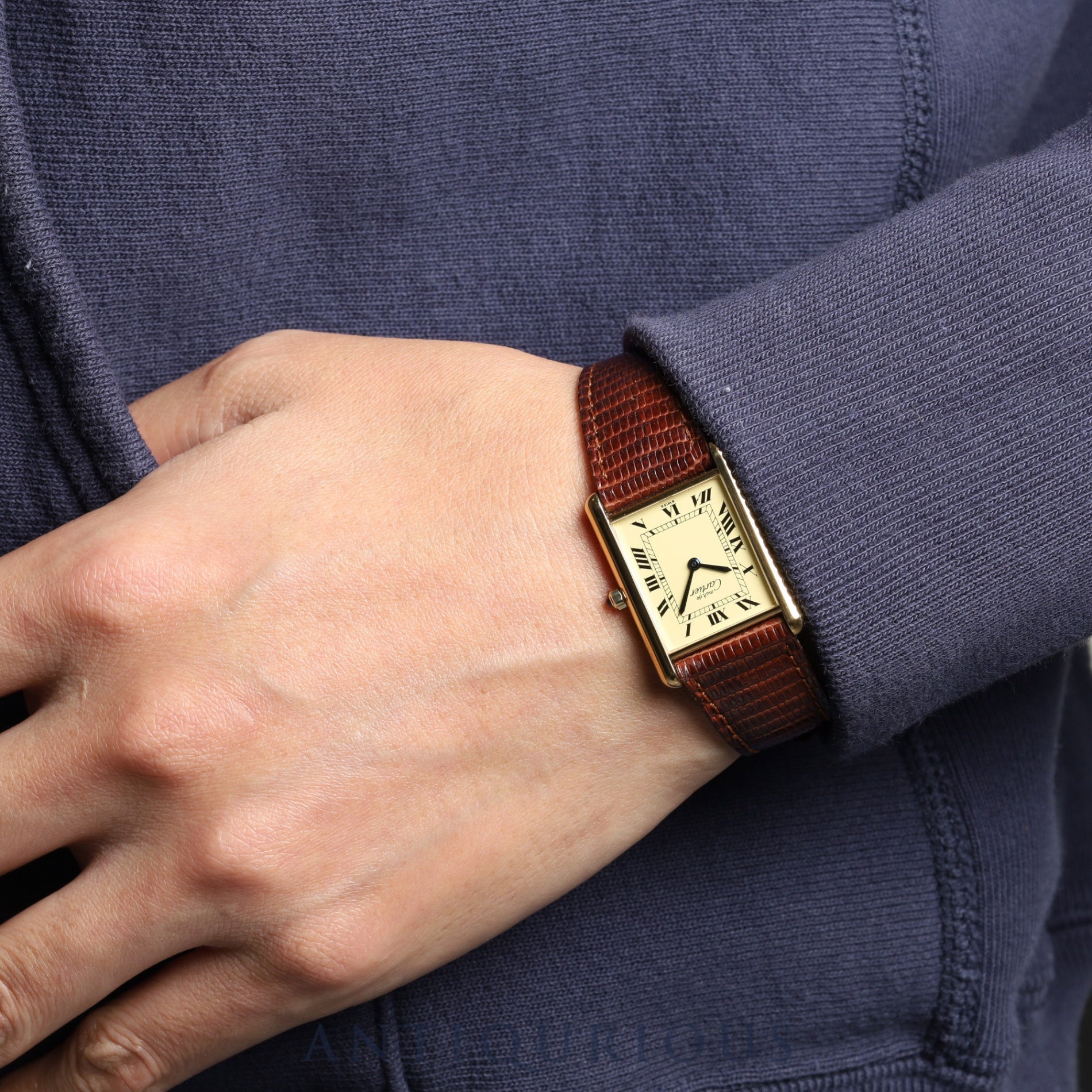Cartier Must Tank LM 6 81006 Quartz SV925 Genuine leather strap Genuine buckle (GP) Ivory Roman dial Overhauled