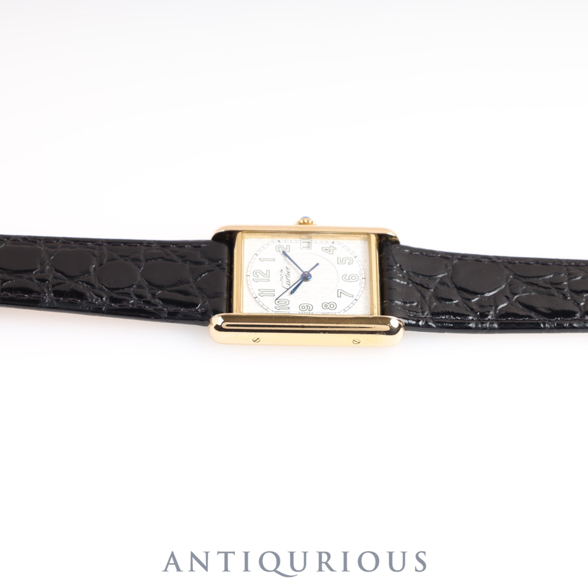 Cartier Must Tank GM (XL) Date W1013954 / 2413 Quartz Cal.87 Telephone Dial SV925 Leather Genuine Buckle (GP)