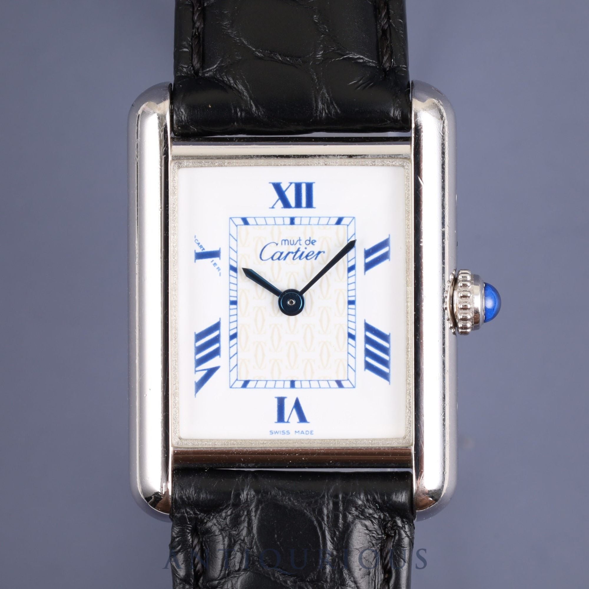 Cartier Must Tank MM W1014054 / 2416 Quartz Cal.057 SV925 Leather Genuine D-buckle Roman dial 1990-2004 Overhauled