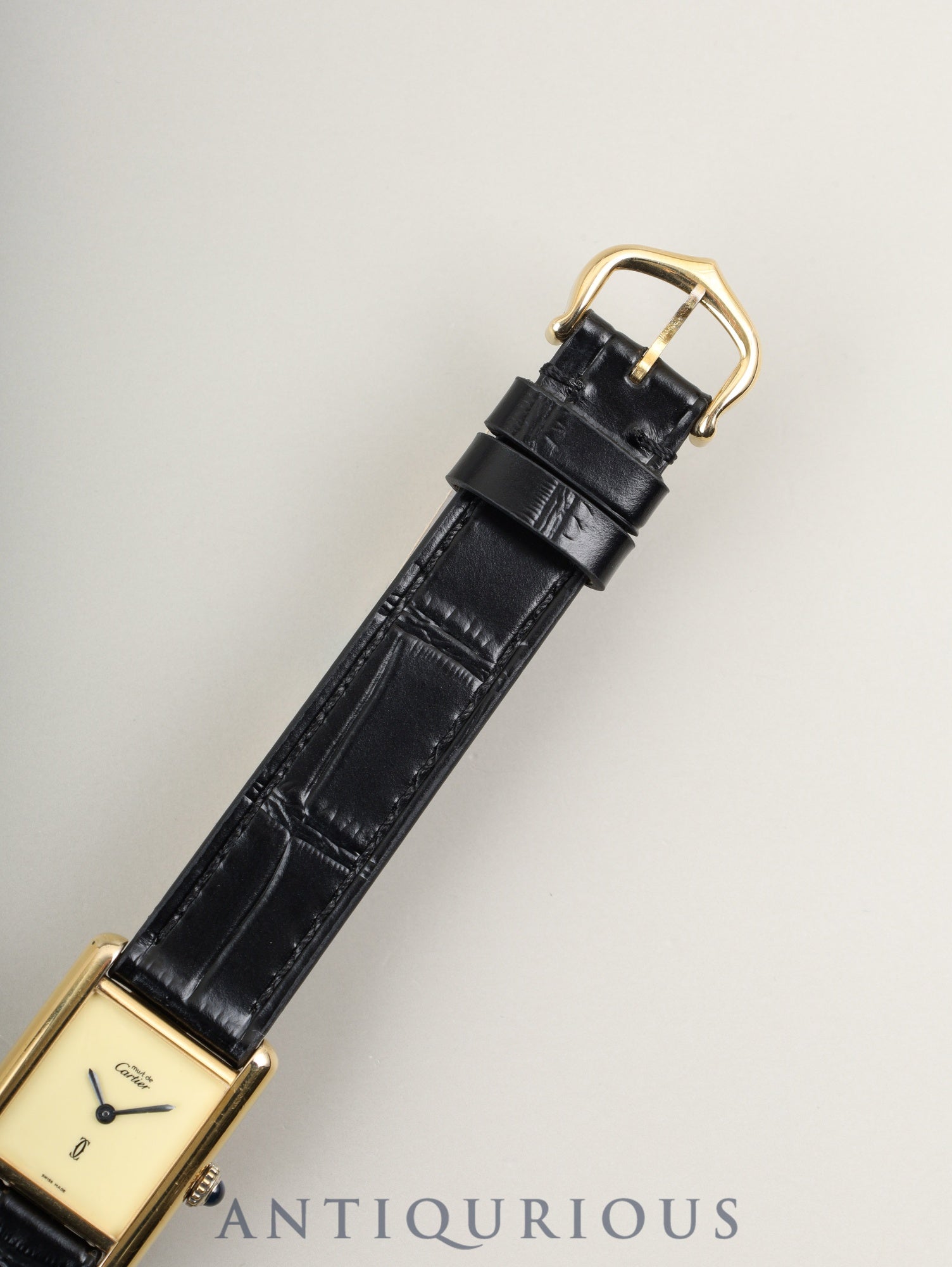 カルティエ マストタンク SM 手巻き Cal.78-1 SV925 革 純正尾錠(GP) アイボリー文字盤(SWISS MADE表記) カルティエブティックにてアフターサービス済み オーバーホール済み