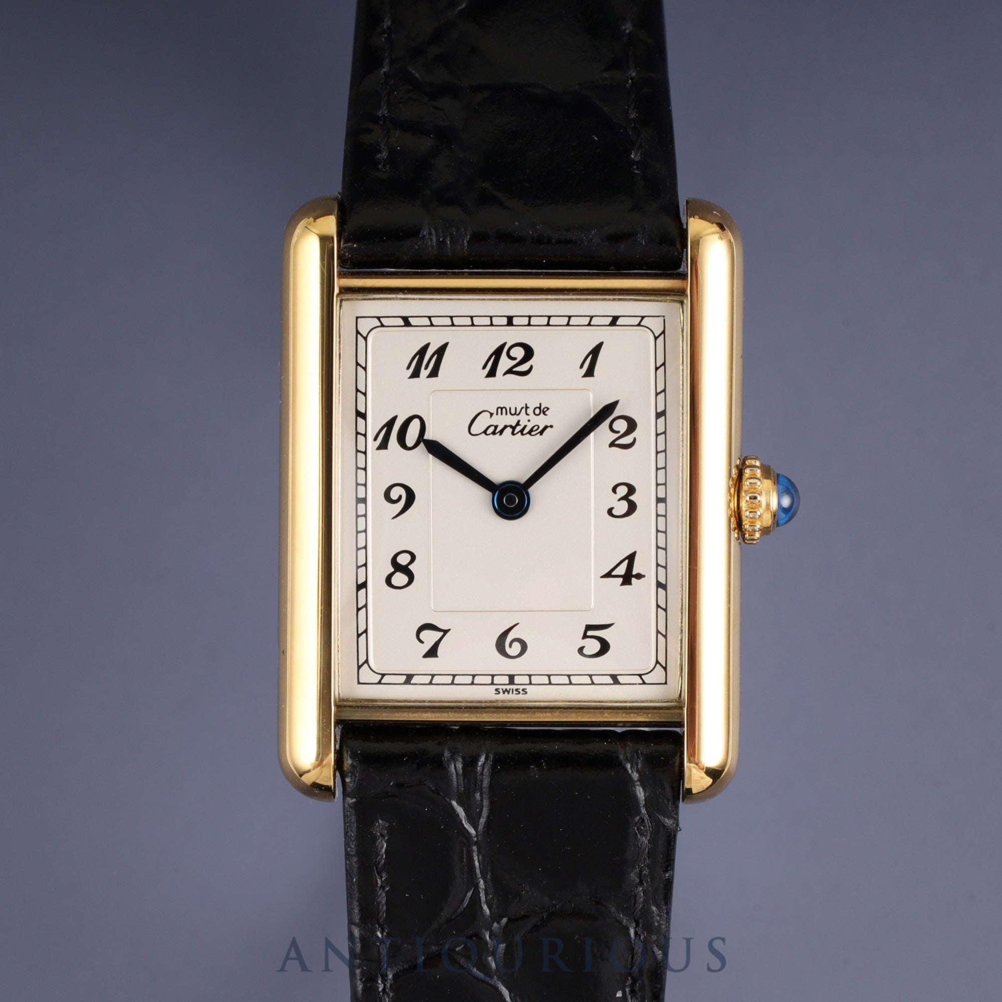 カルティエ マストタンク LM 590005 クォーツ SV925 革 純正尾錠(GP)アラビア文字盤 カルティエブティックにてコンプリートサービス済み