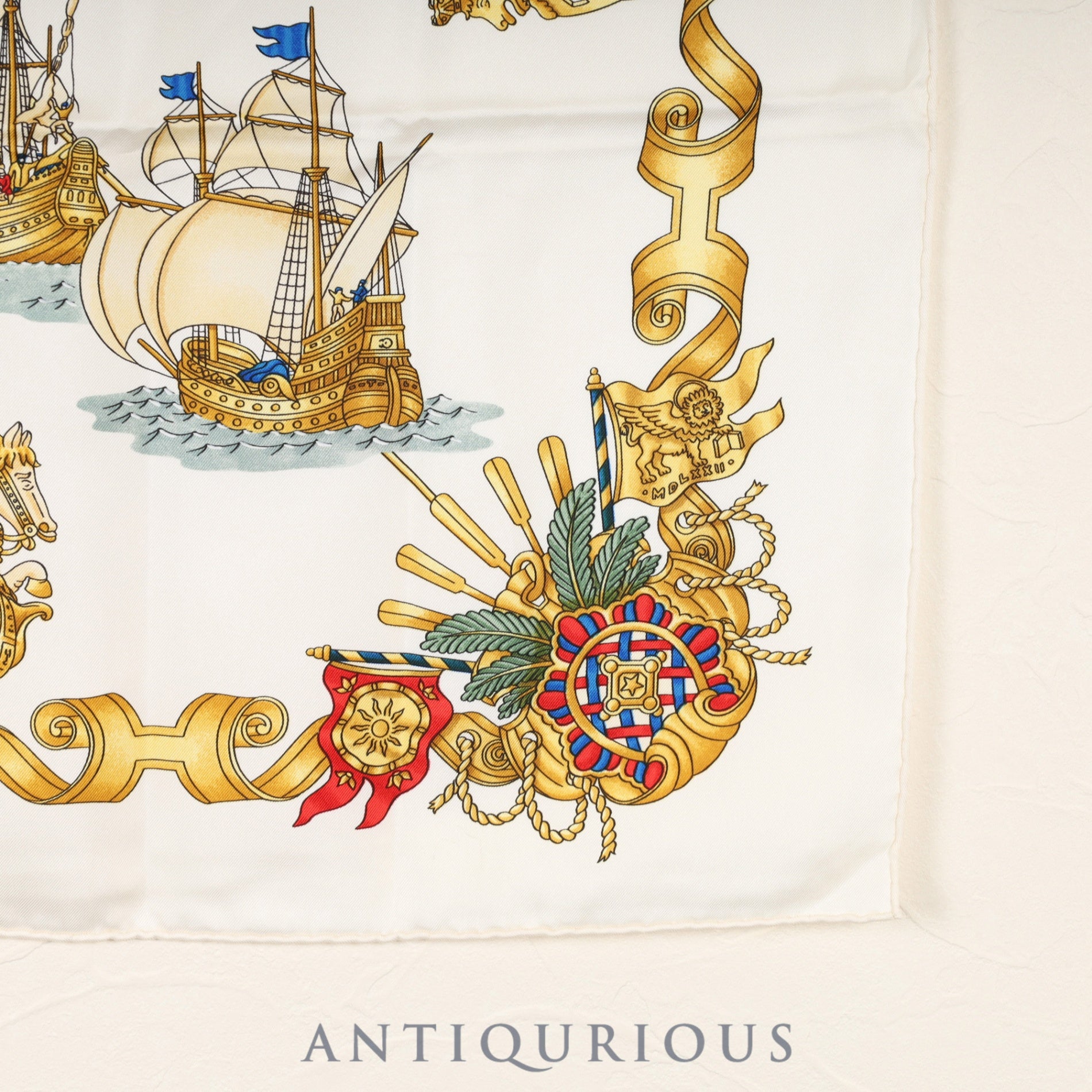 エルメス スカーフ カレ90 光の帆船 SILK100%