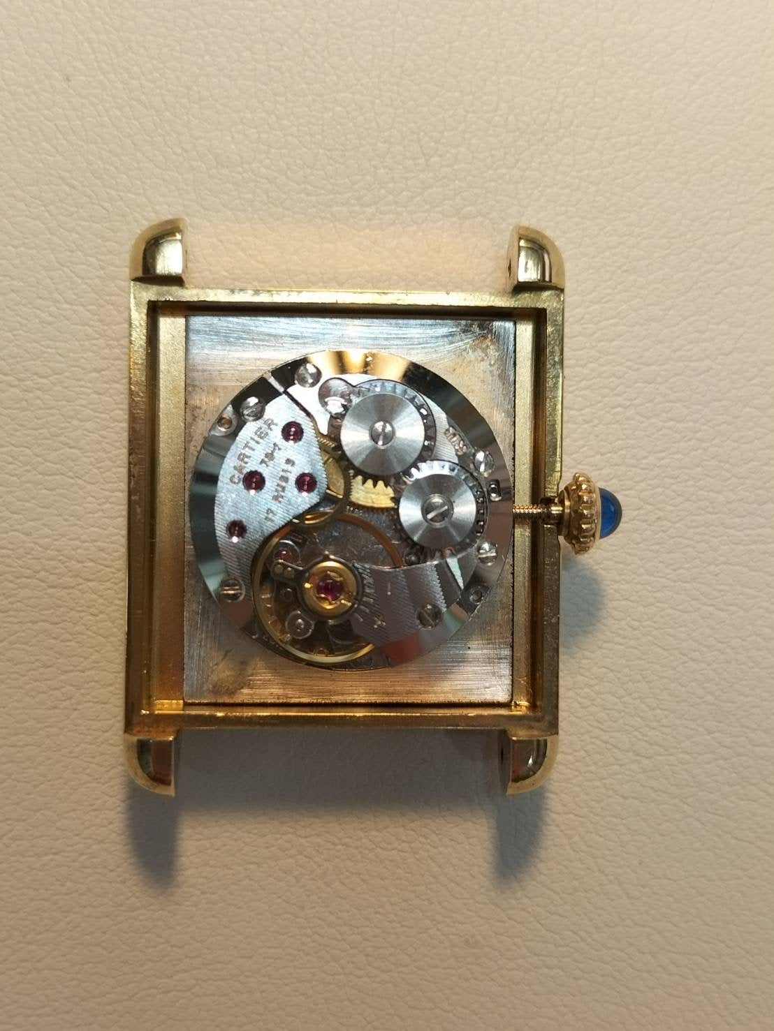 カルティエ マストタンク LM 手巻き Cal.78-1 SV925 革 純正尾錠(GP)オニキス文字盤 オーバーホール済み