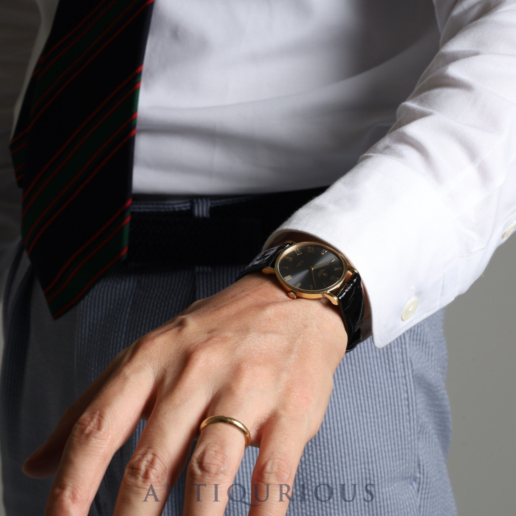 ロレックス チェリーニ 5112/8 手巻き Cal.1601 18KYG 革 純正尾錠(750)グレー文字盤 N番 1991年 保証書(1993年)