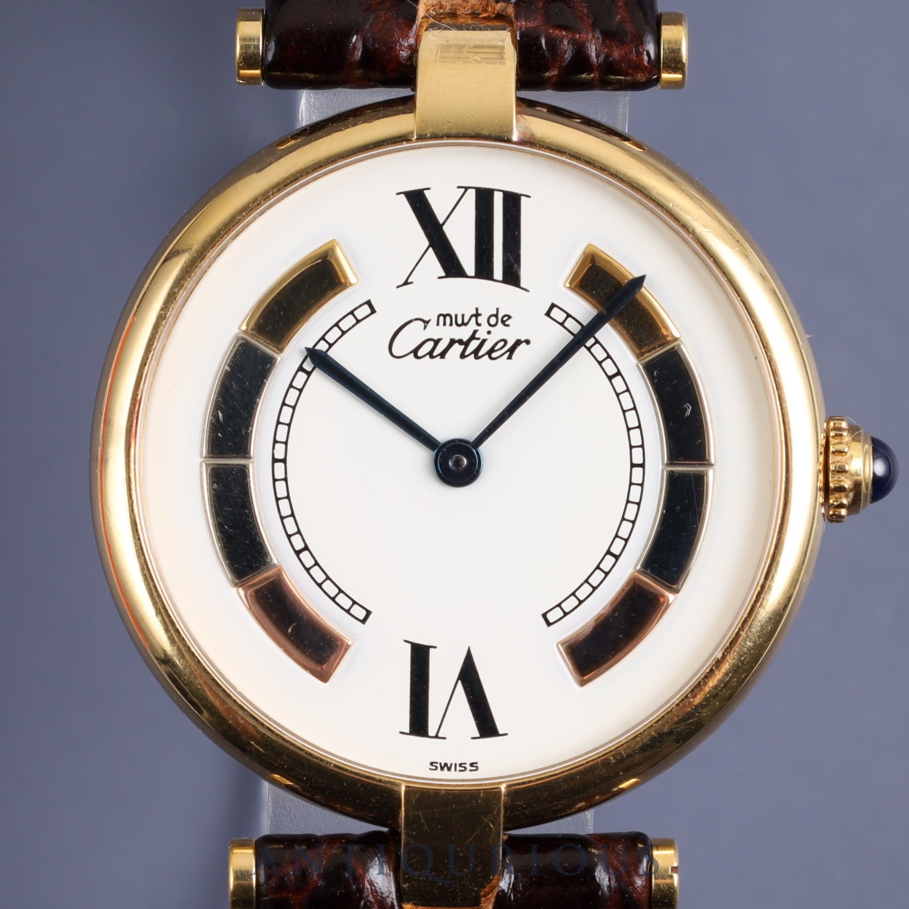 カルティエ マスト ヴァンドーム VLC LM W1006454 / 590003 クォーツ Cal.90 SV925 革 純正尾錠(GP)トリニティ文字盤 オーバーホール済み
