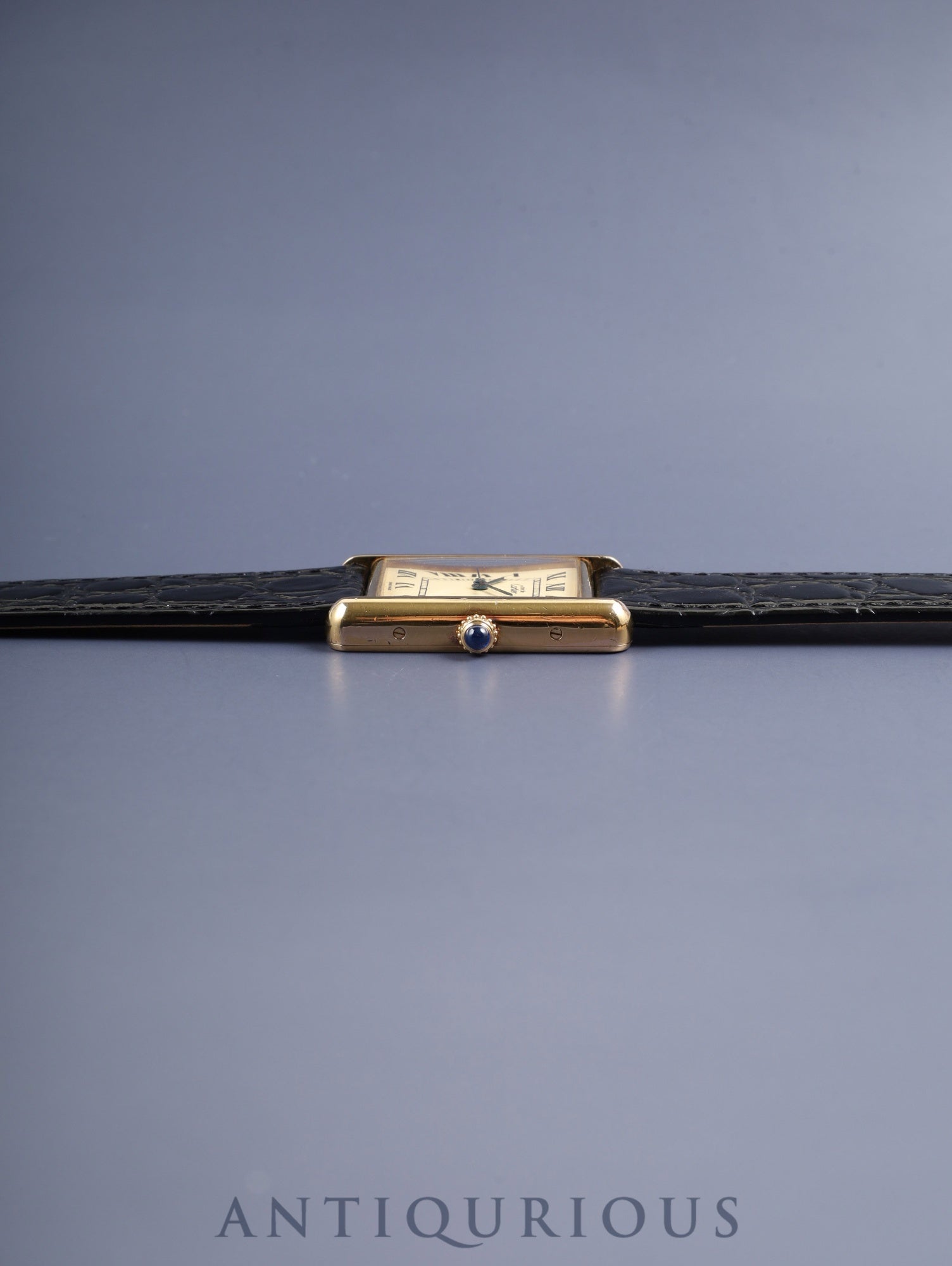 Cartier Must Tank GM (XL) 2413 Quartz Caliber 687 SV925 Leather Strap with Genuine GP Buckle, Ivory Roman Dial (SWISS MADE Marking), Overhauled