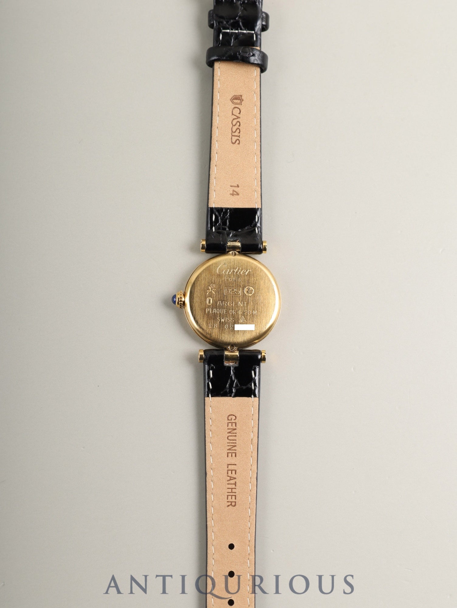 カルティエ マスト ヴァンドーム VLC SM 18 クォーツ Cal.690 SV925 革 純正ピンバックル(GP)ブラックローマン文字盤(SWISS表記)オーバーホール済み