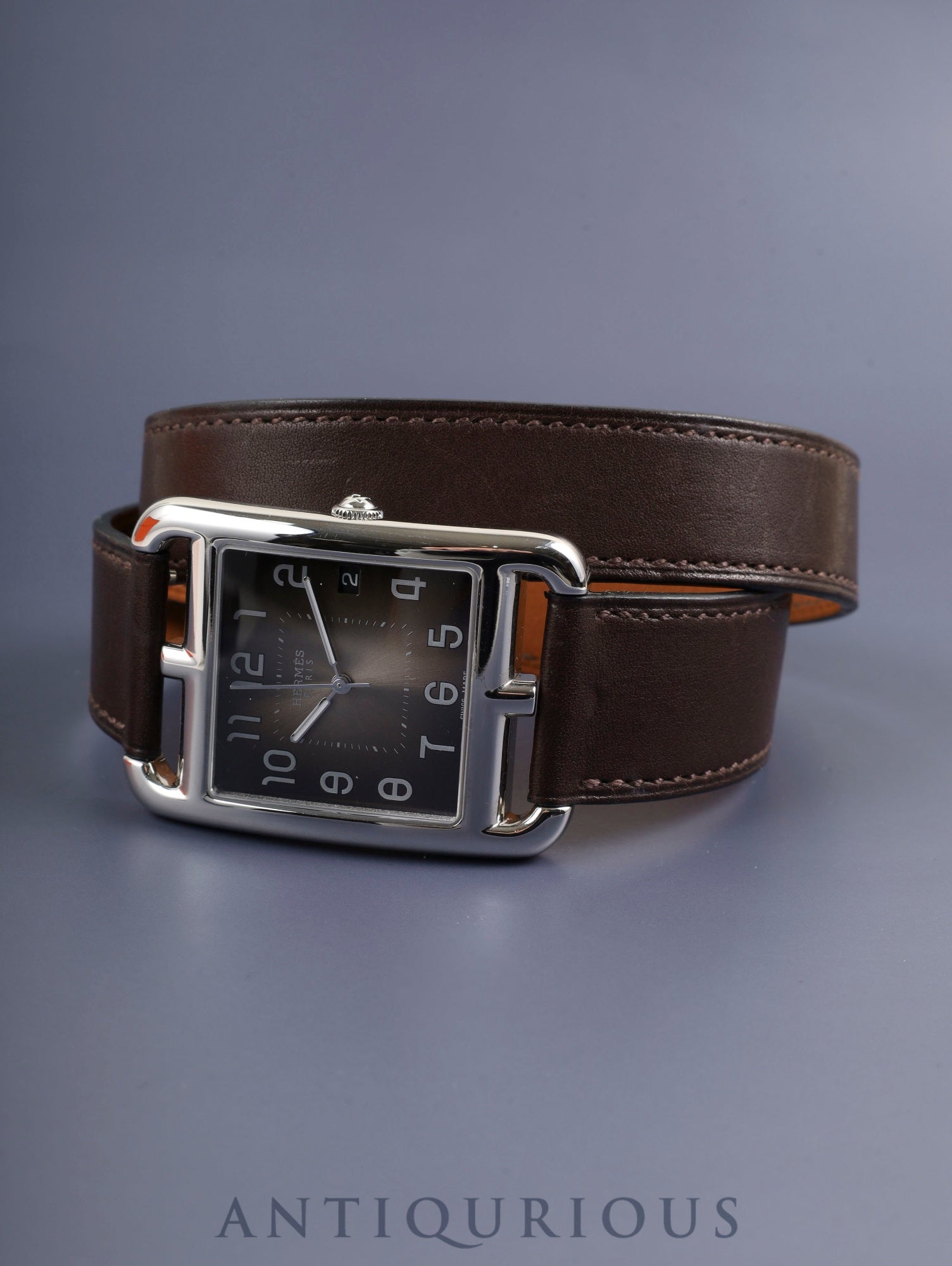 エルメス ケープコッド CC1.810 クォーツ Cal.E64111 SS 純正革ベルト 純正ピンバックル(SS)ダークブラウンアラビア文字盤 箱 冊子 オーバーホール済み